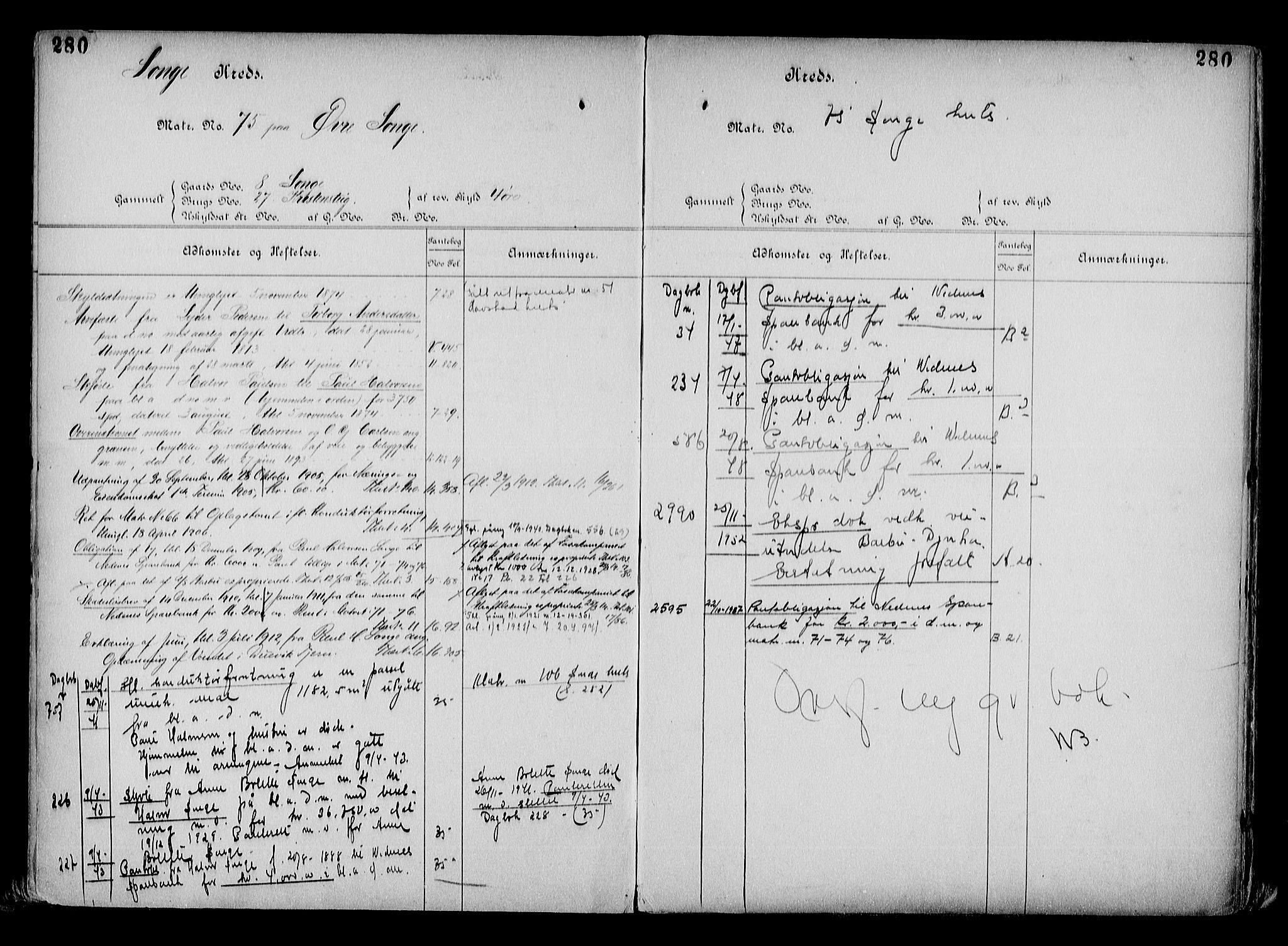 Arendal byfogd, AV/SAK-1222-0001/G/Ga/L0015: Mortgage register no. 13, 1860-1960, p. 280