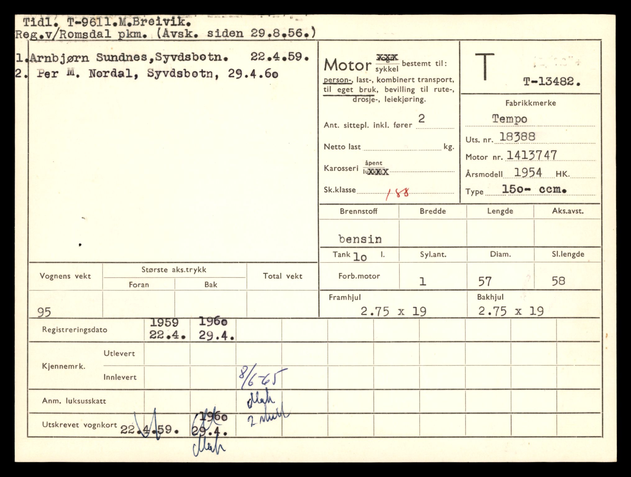 Møre og Romsdal vegkontor - Ålesund trafikkstasjon, AV/SAT-A-4099/F/Fe/L0039: Registreringskort for kjøretøy T 13361 - T 13530, 1927-1998, p. 2080