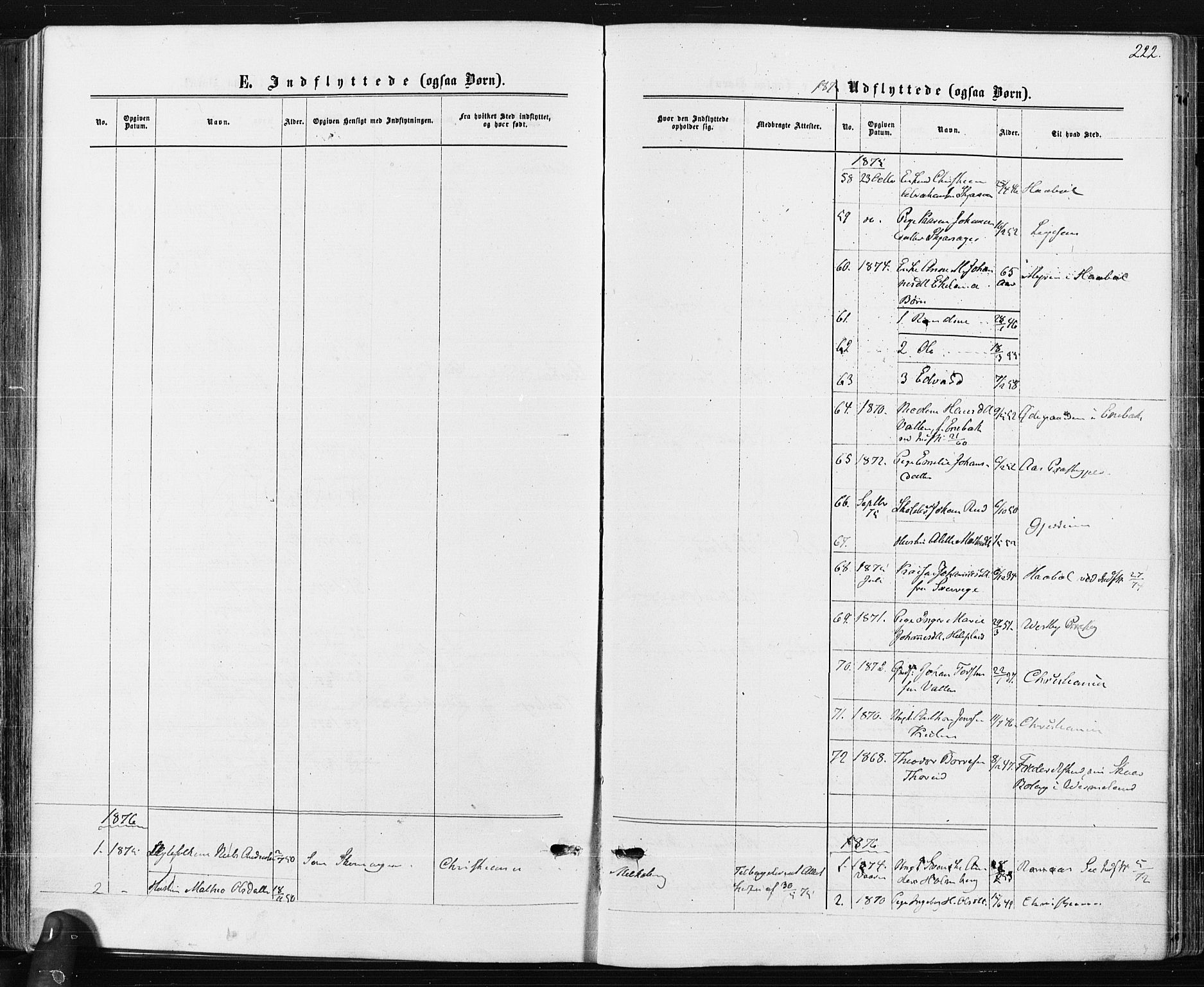 Spydeberg prestekontor Kirkebøker, SAO/A-10924/F/Fa/L0007: Parish register (official) no. I 7, 1875-1885, p. 222