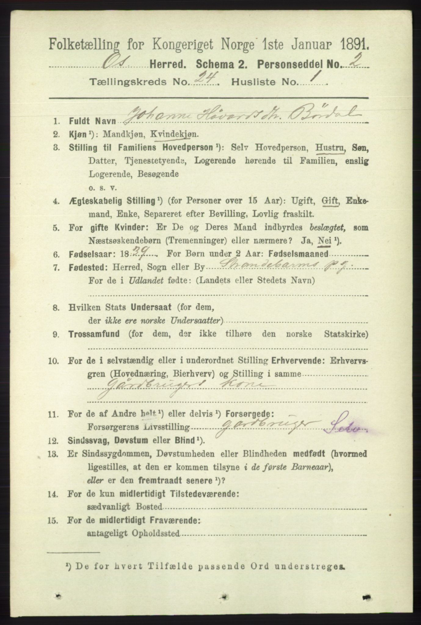 RA, 1891 census for 1243 Os, 1891, p. 5208