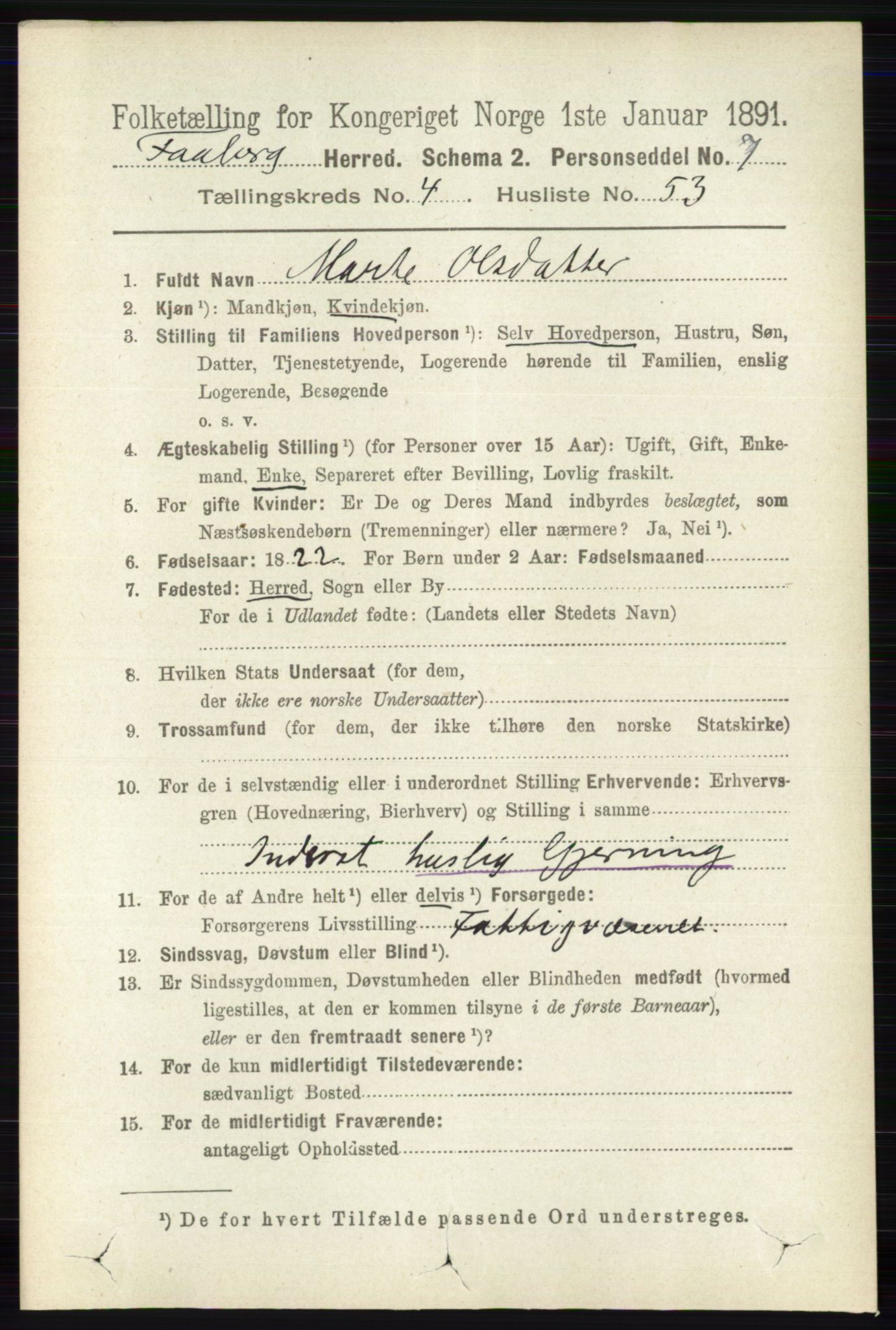 RA, 1891 census for 0524 Fåberg, 1891, p. 1540