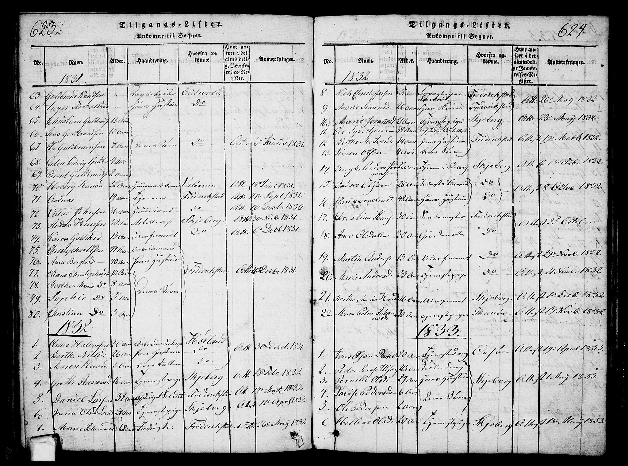 Borge prestekontor Kirkebøker, AV/SAO-A-10903/G/Ga/L0001: Parish register (copy) no.  I 1, 1815-1835, p. 623-624