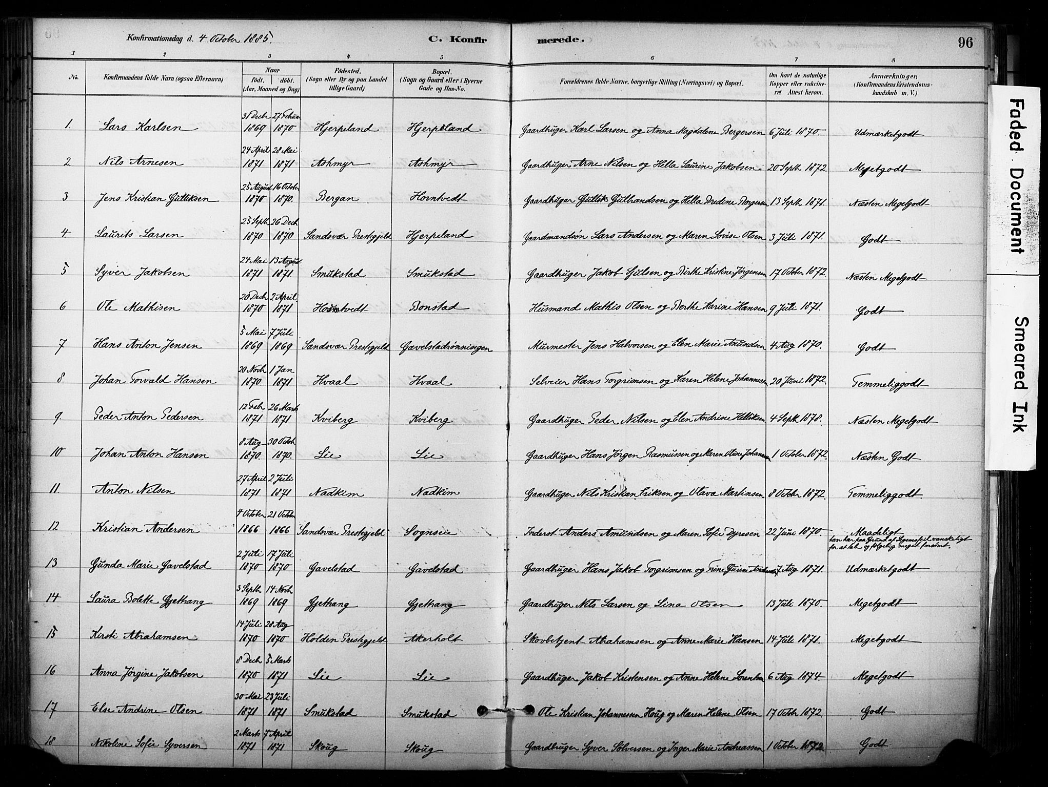 Lardal kirkebøker, AV/SAKO-A-350/F/Fb/L0001: Parish register (official) no. II 1, 1881-1911, p. 96