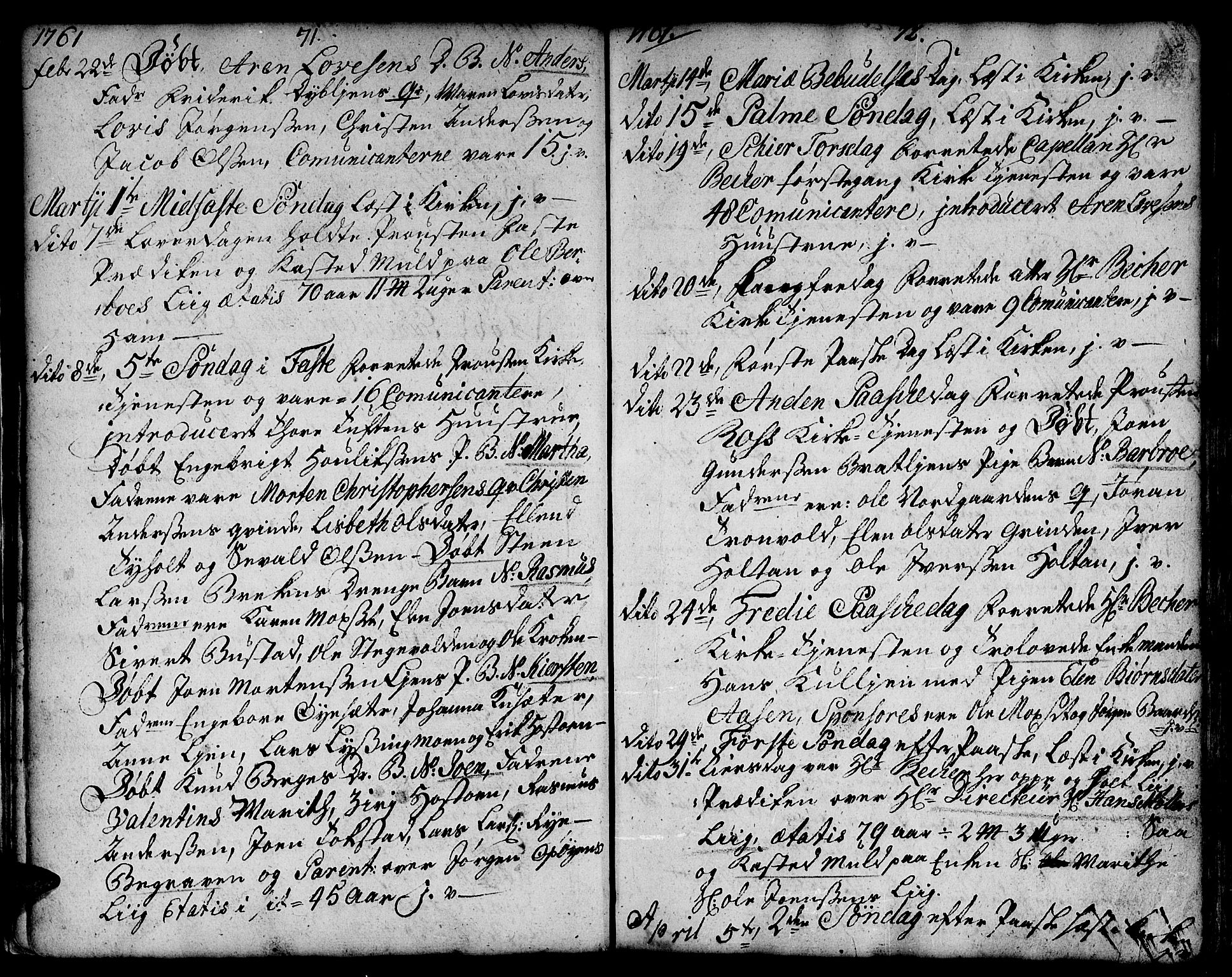 Ministerialprotokoller, klokkerbøker og fødselsregistre - Sør-Trøndelag, SAT/A-1456/671/L0840: Parish register (official) no. 671A02, 1756-1794, p. 71-72