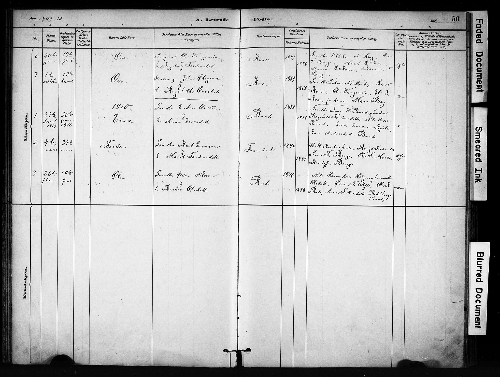 Vang prestekontor, Valdres, SAH/PREST-140/H/Ha/L0009: Parish register (official) no. 9, 1882-1914, p. 56