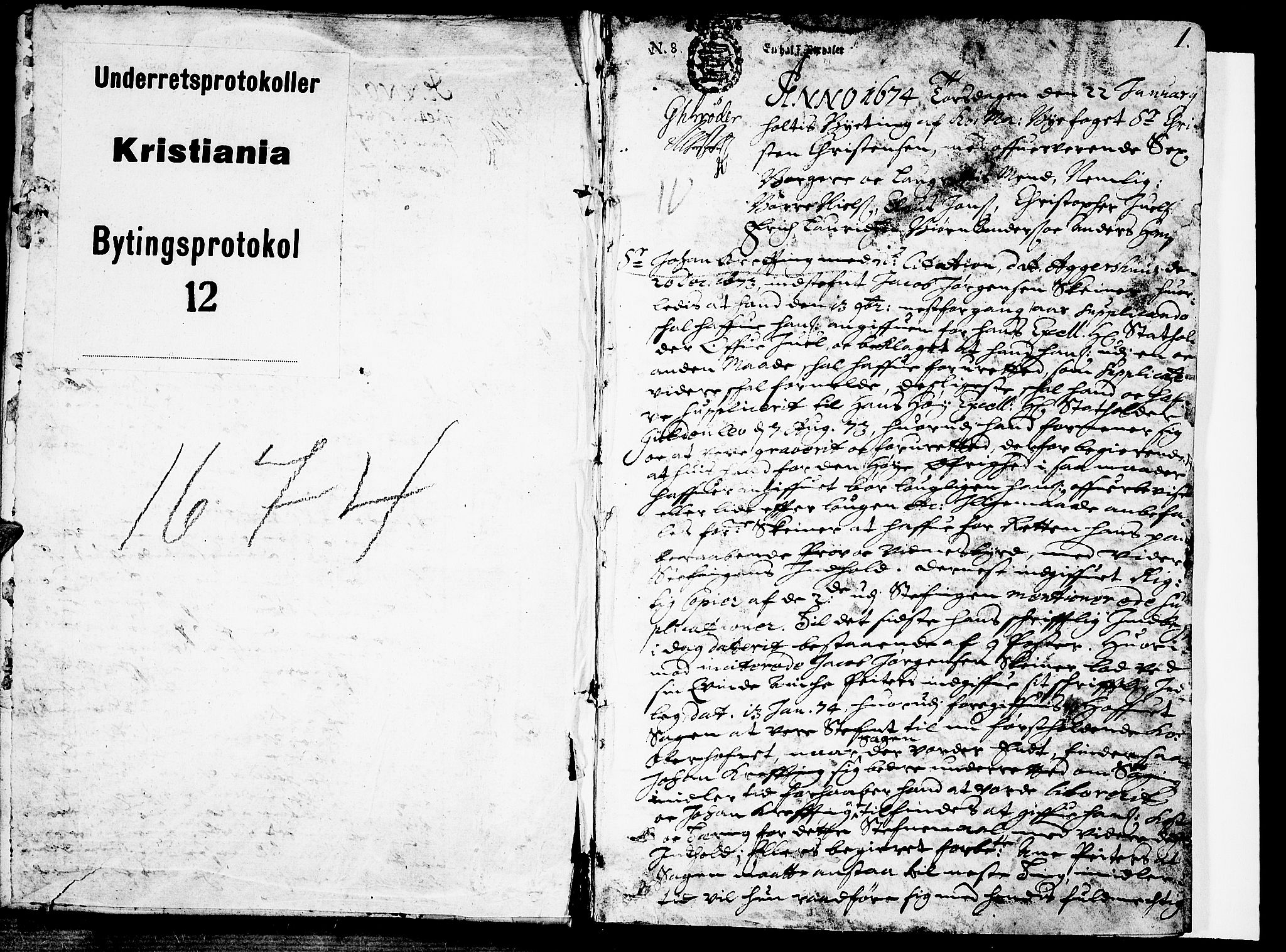 Christiania byfogd, SAO/A-11543/F/Fb/L0012: Tingbok, 1674, p. 0b-1a