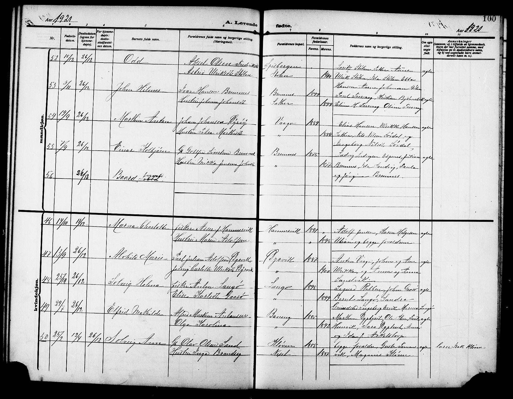 Ministerialprotokoller, klokkerbøker og fødselsregistre - Sør-Trøndelag, SAT/A-1456/640/L0588: Parish register (copy) no. 640C05, 1909-1922, p. 100
