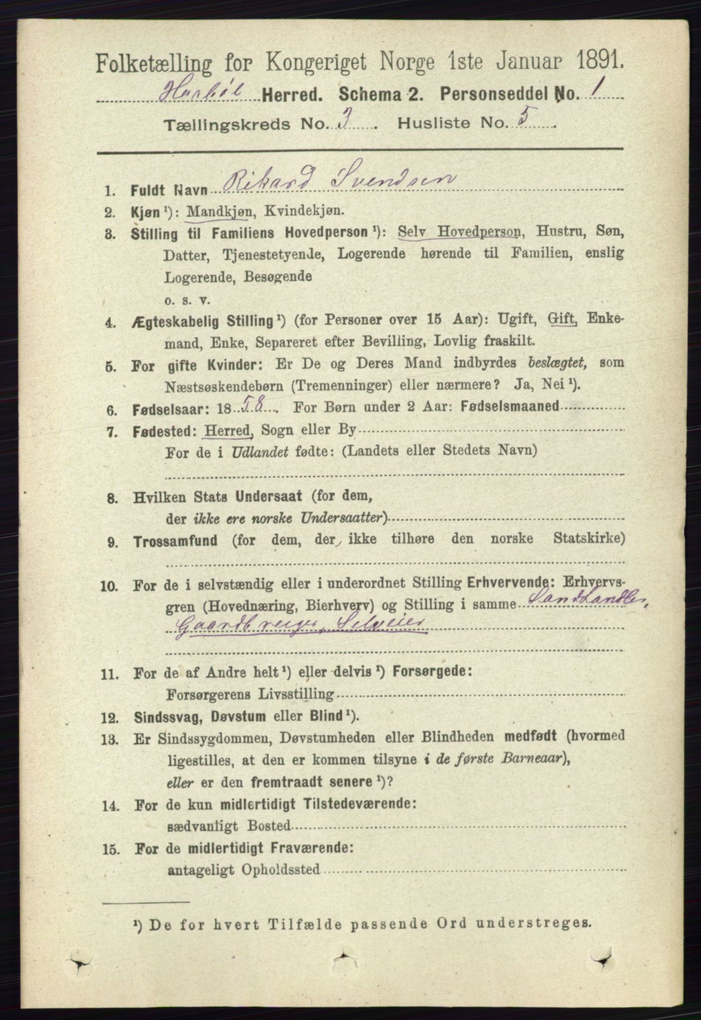 RA, 1891 census for 0138 Hobøl, 1891, p. 1733