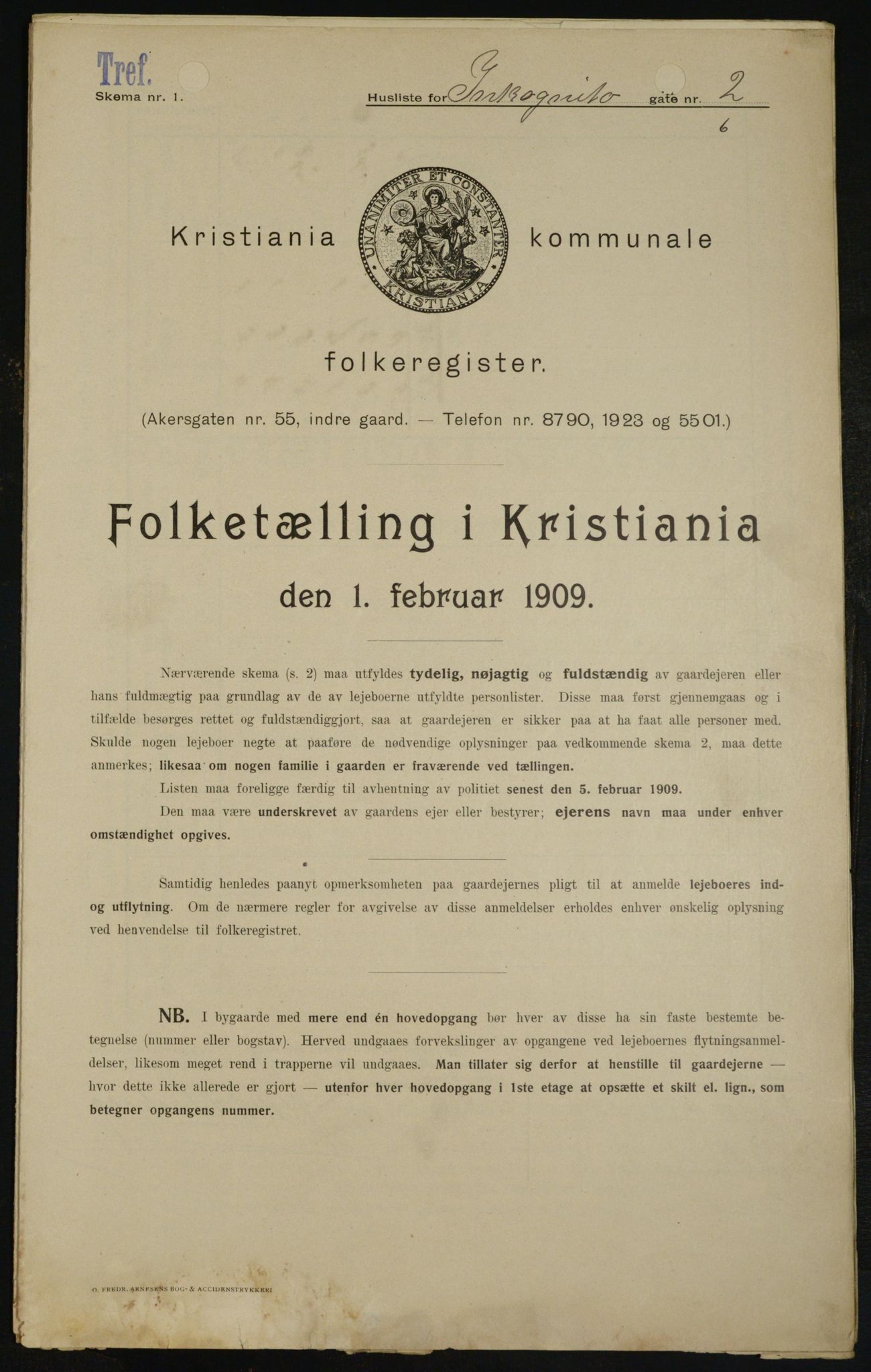 OBA, Municipal Census 1909 for Kristiania, 1909, p. 40206