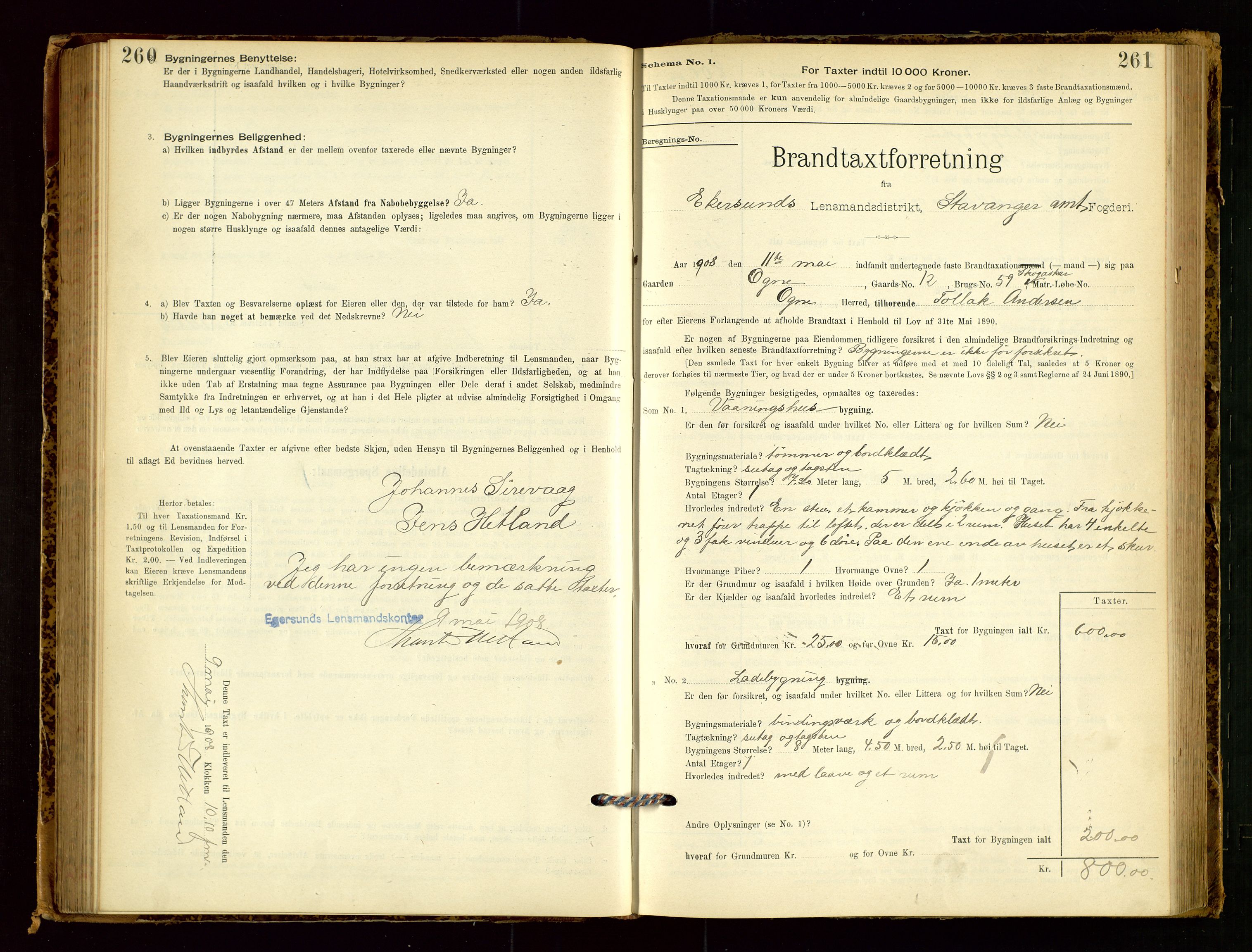 Eigersund lensmannskontor, AV/SAST-A-100171/Gob/L0001: Skjemaprotokoll, 1894-1909, p. 260-261