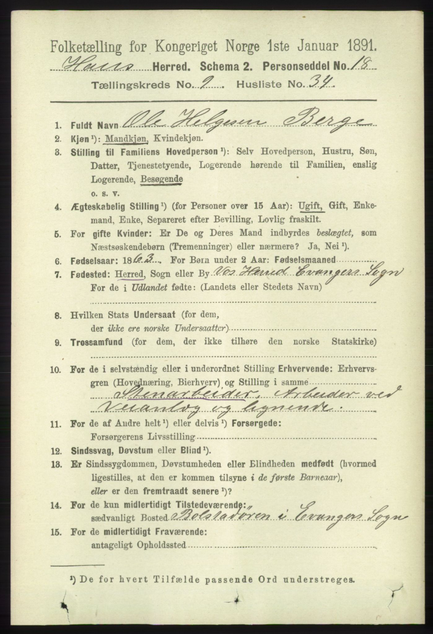 RA, 1891 census for 1250 Haus, 1891, p. 4071