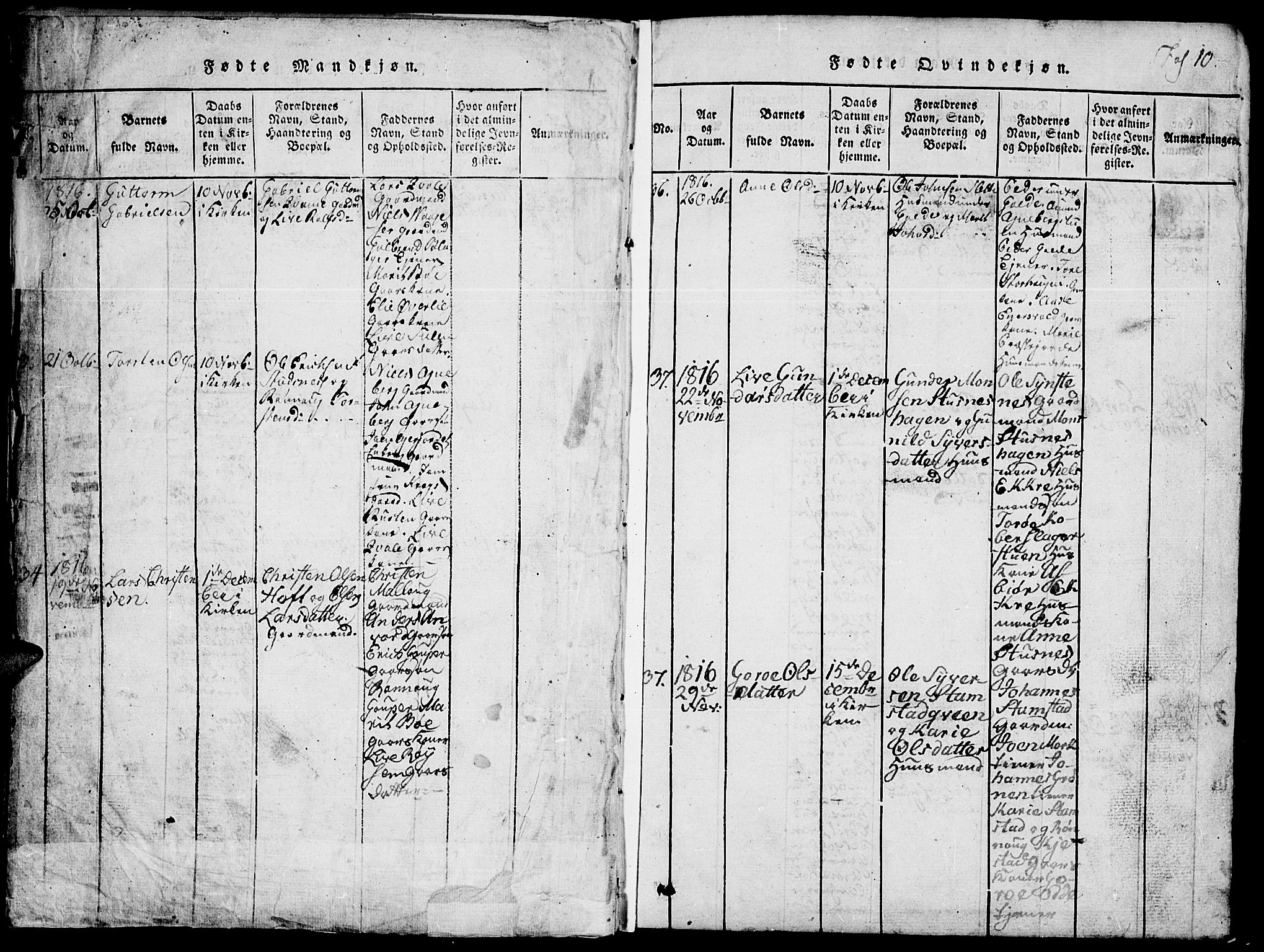 Lom prestekontor, SAH/PREST-070/L/L0001: Parish register (copy) no. 1, 1815-1836, p. 10