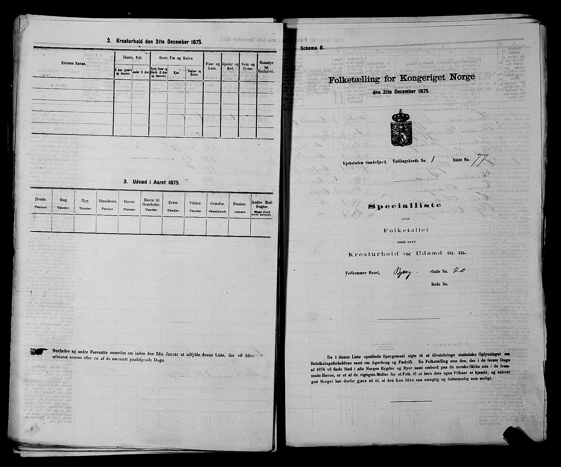 SAKO, 1875 census for 0706B Sandeherred/Sandefjord, 1875, p. 174