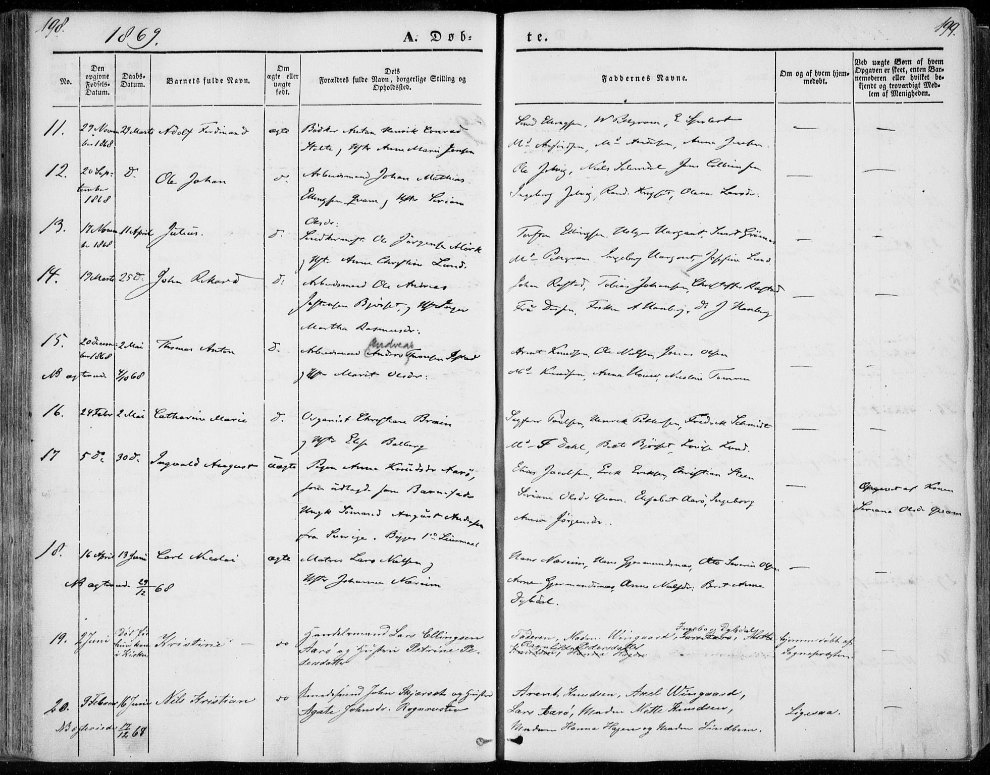 Ministerialprotokoller, klokkerbøker og fødselsregistre - Møre og Romsdal, SAT/A-1454/558/L0689: Parish register (official) no. 558A03, 1843-1872, p. 198-199