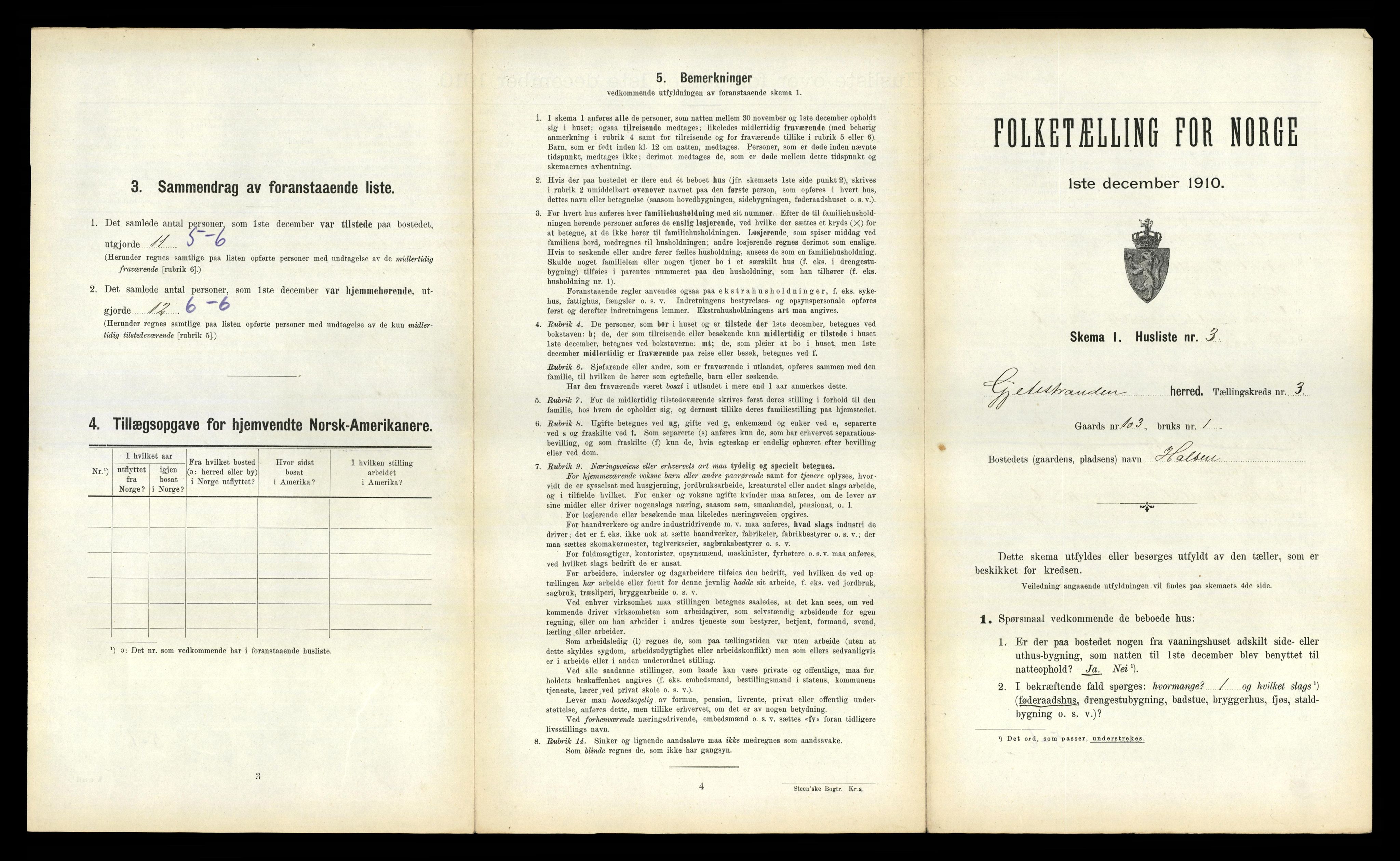 RA, 1910 census for Geitastrand, 1910, p. 186