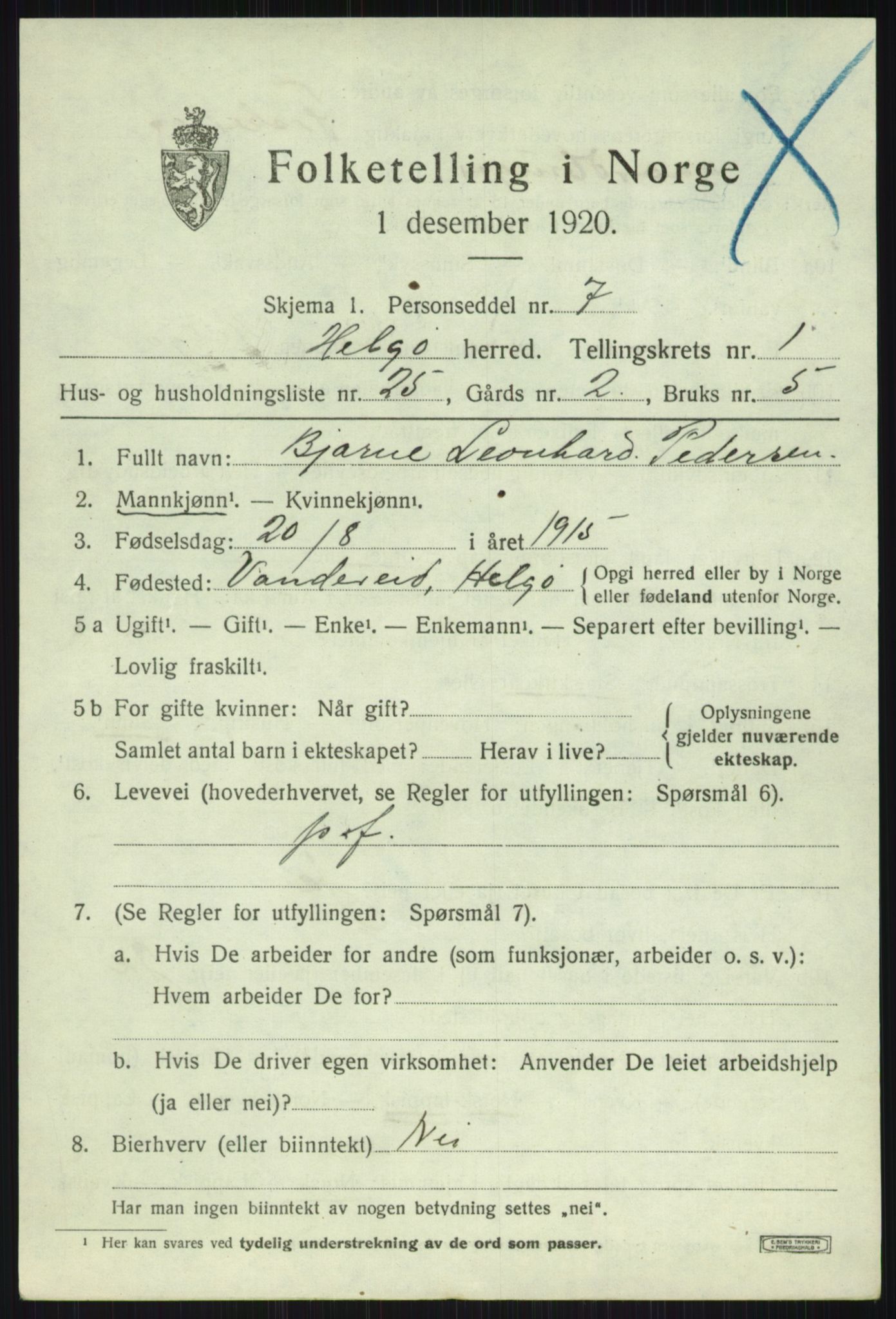 SATØ, 1920 census for Helgøy, 1920, p. 864