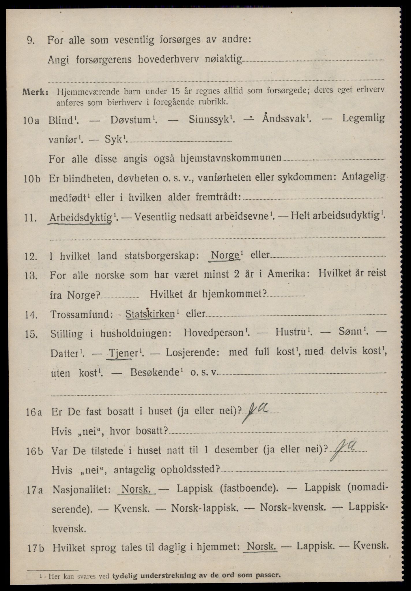 SAT, 1920 census for Rennebu, 1920, p. 5809