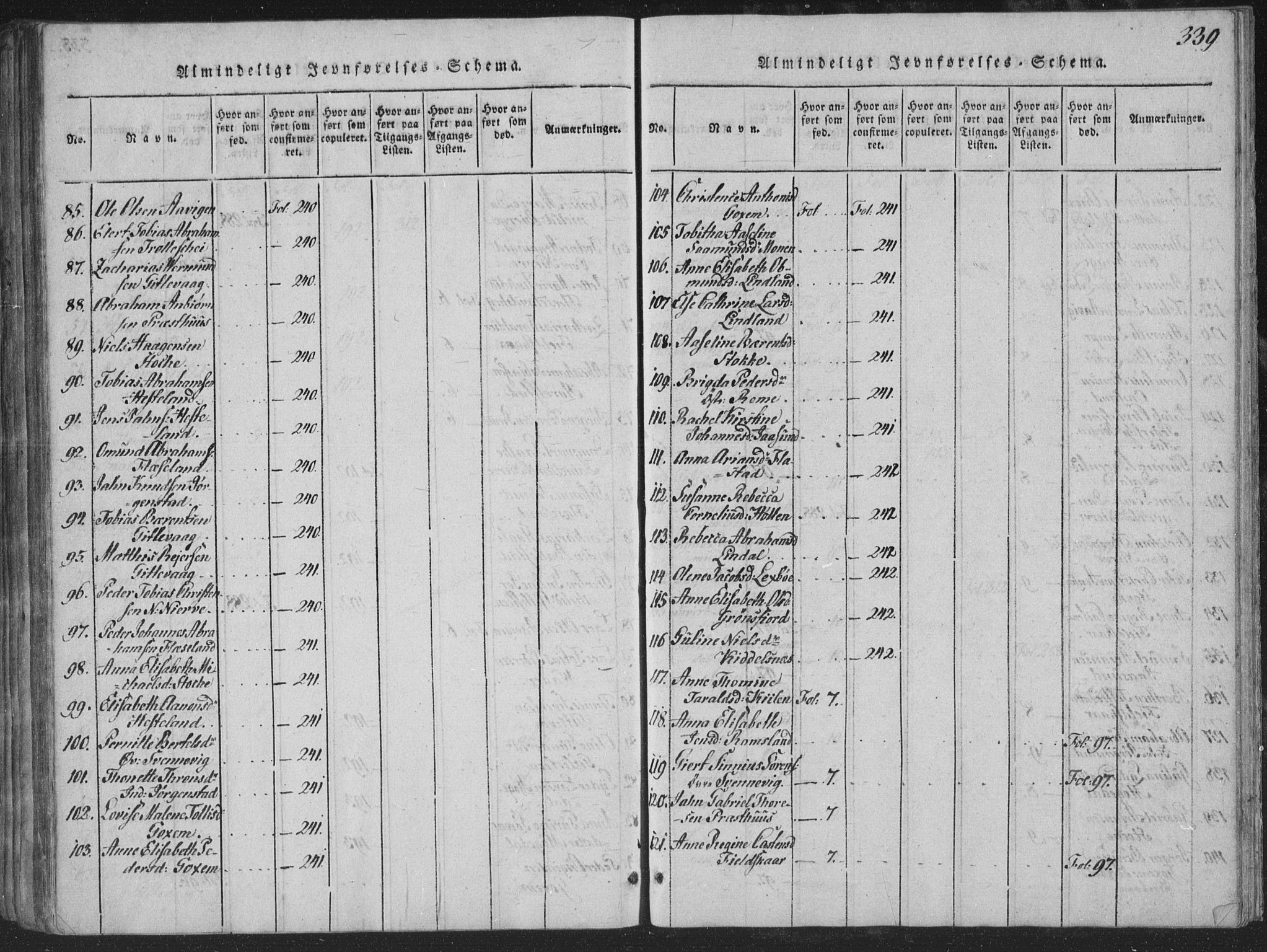 Sør-Audnedal sokneprestkontor, AV/SAK-1111-0039/F/Fa/Faa/L0001: Parish register (official) no. A 1, 1816-1848, p. 339