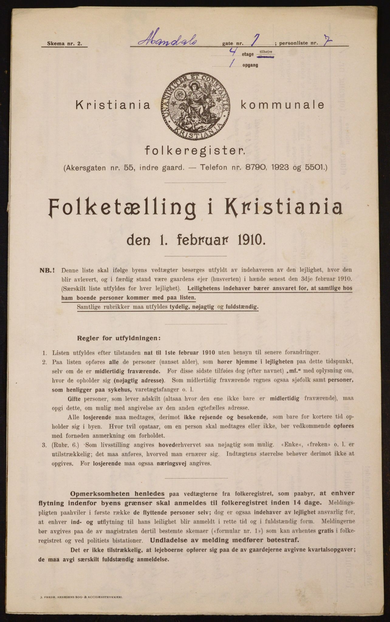 OBA, Municipal Census 1910 for Kristiania, 1910, p. 58079