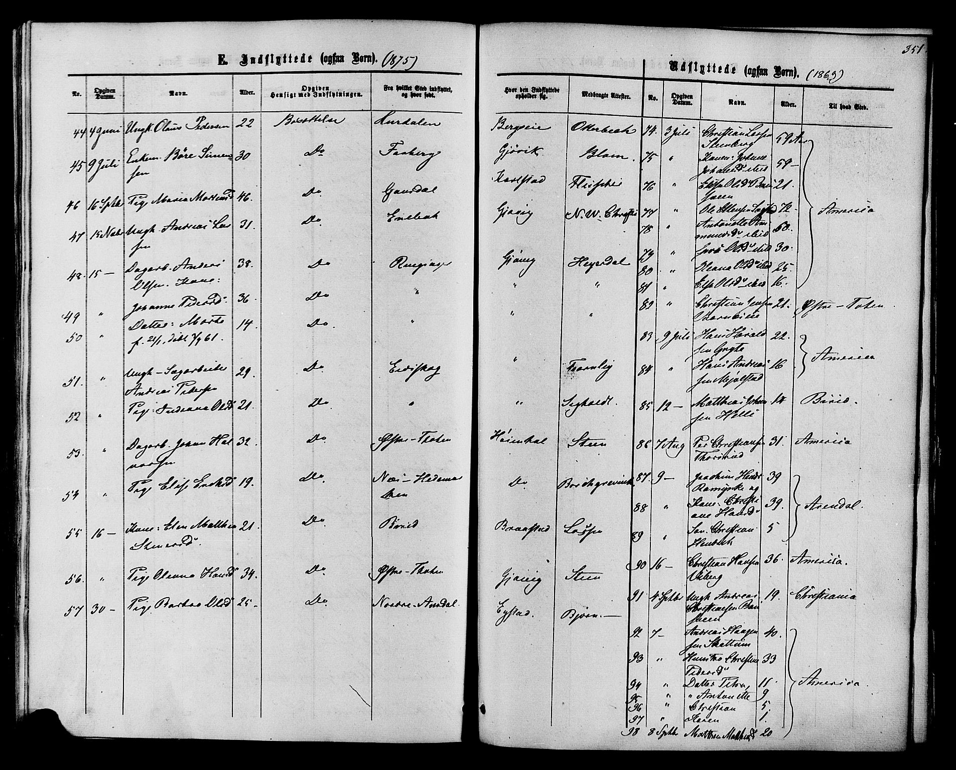 Vardal prestekontor, SAH/PREST-100/H/Ha/Haa/L0007: Parish register (official) no. 7, 1867-1878, p. 351
