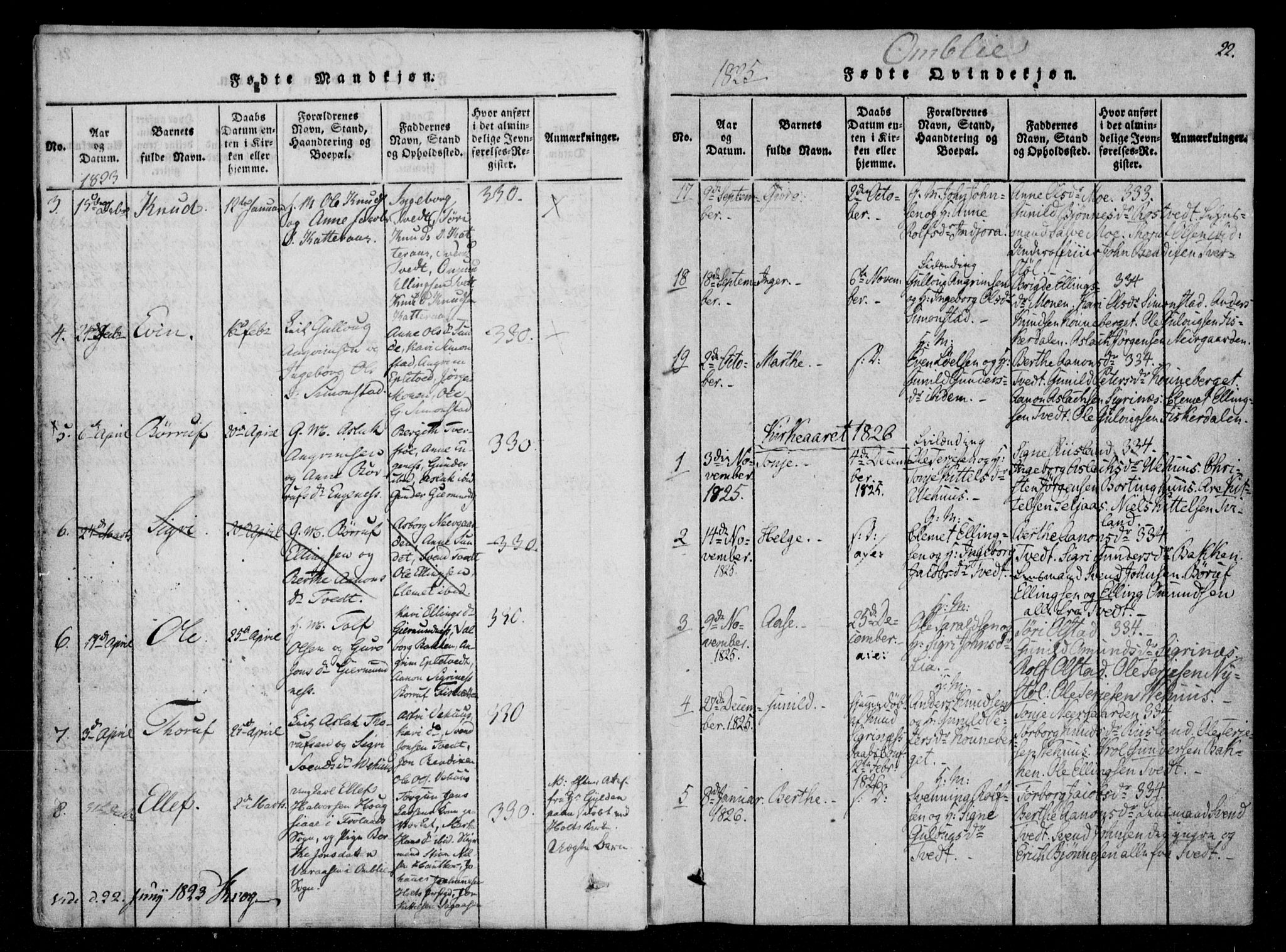 Åmli sokneprestkontor, SAK/1111-0050/F/Fa/Fac/L0006: Parish register (official) no. A 6, 1816-1829, p. 22