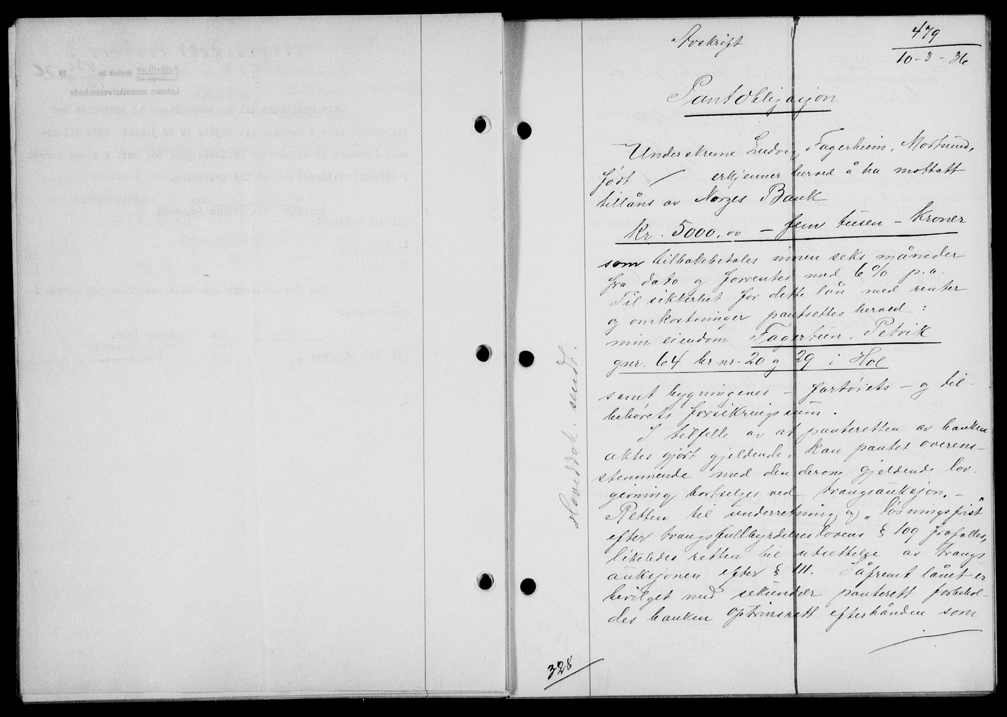 Lofoten sorenskriveri, SAT/A-0017/1/2/2C/L0033b: Mortgage book no. 33b, 1936-1936, Diary no: : 479/1936
