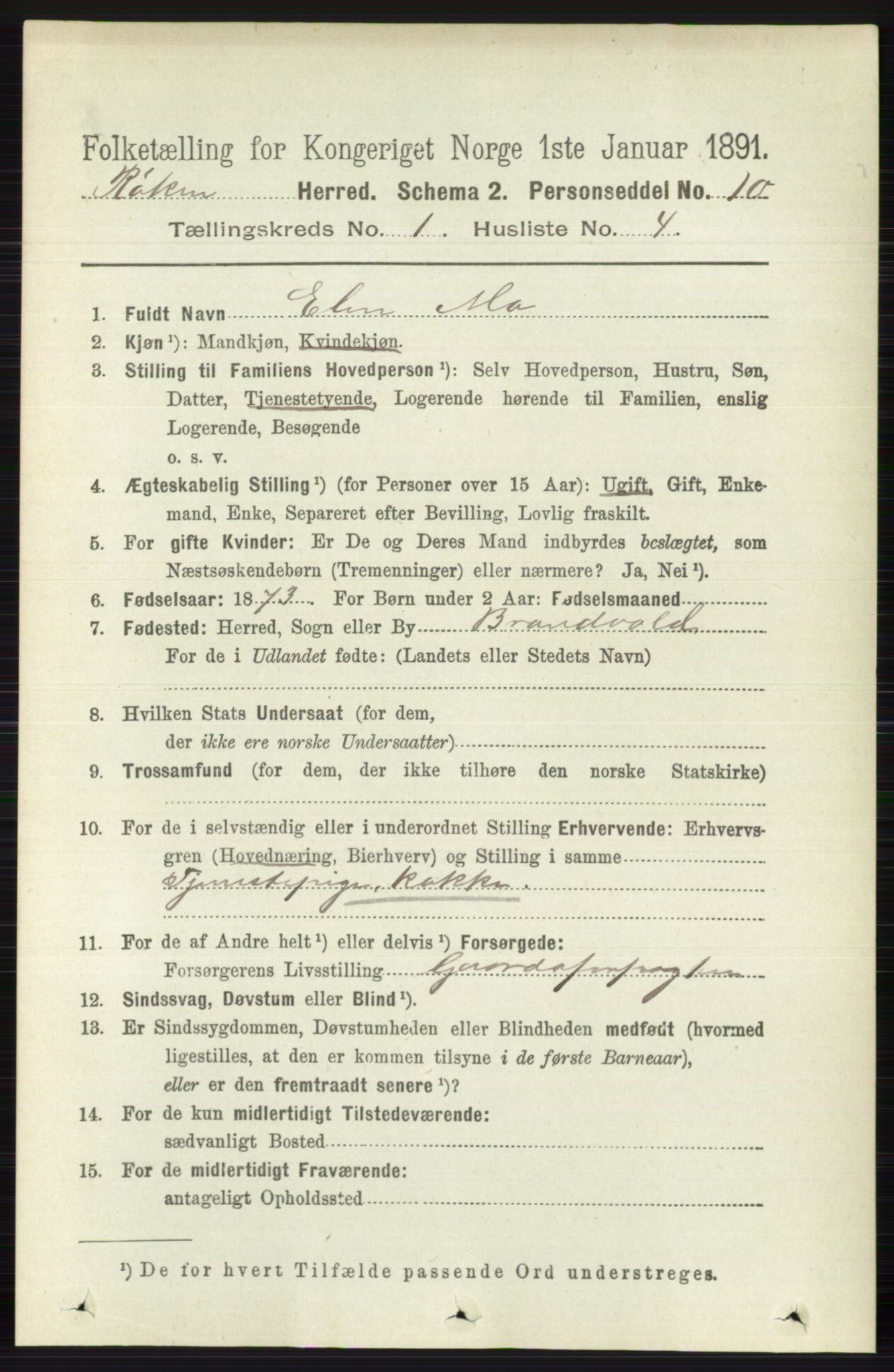 RA, 1891 census for 0627 Røyken, 1891, p. 115