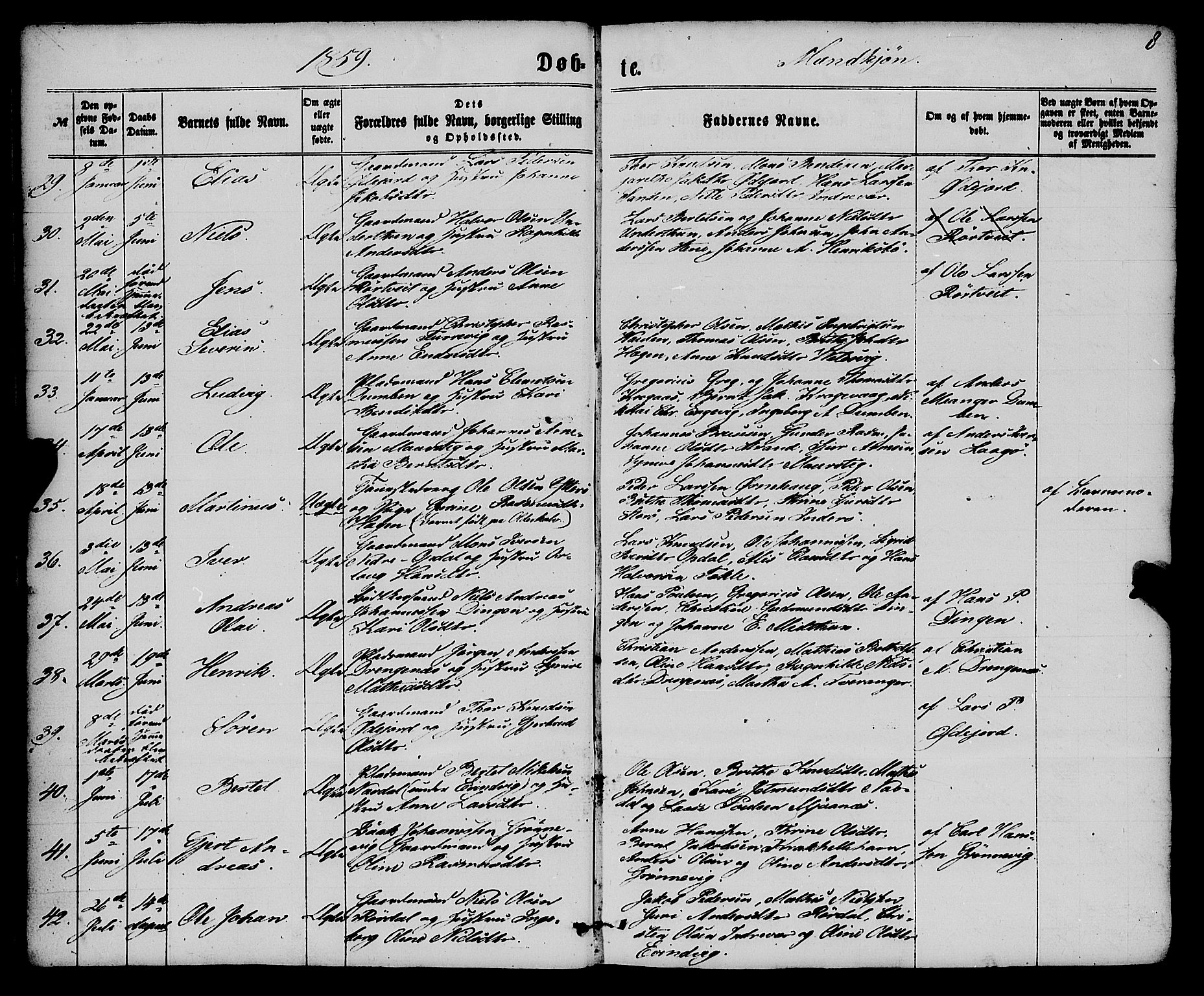 Gulen sokneprestembete, AV/SAB-A-80201/H/Haa/Haaa/L0022: Parish register (official) no. A 22, 1859-1869, p. 8