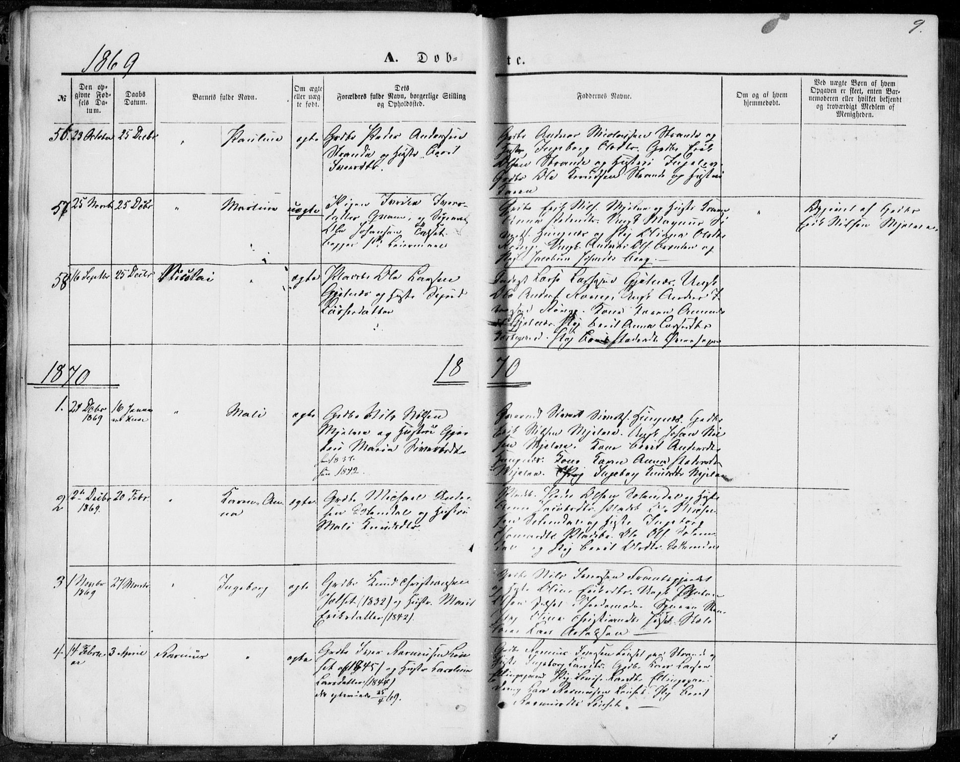 Ministerialprotokoller, klokkerbøker og fødselsregistre - Møre og Romsdal, SAT/A-1454/555/L0655: Parish register (official) no. 555A05, 1869-1886, p. 9