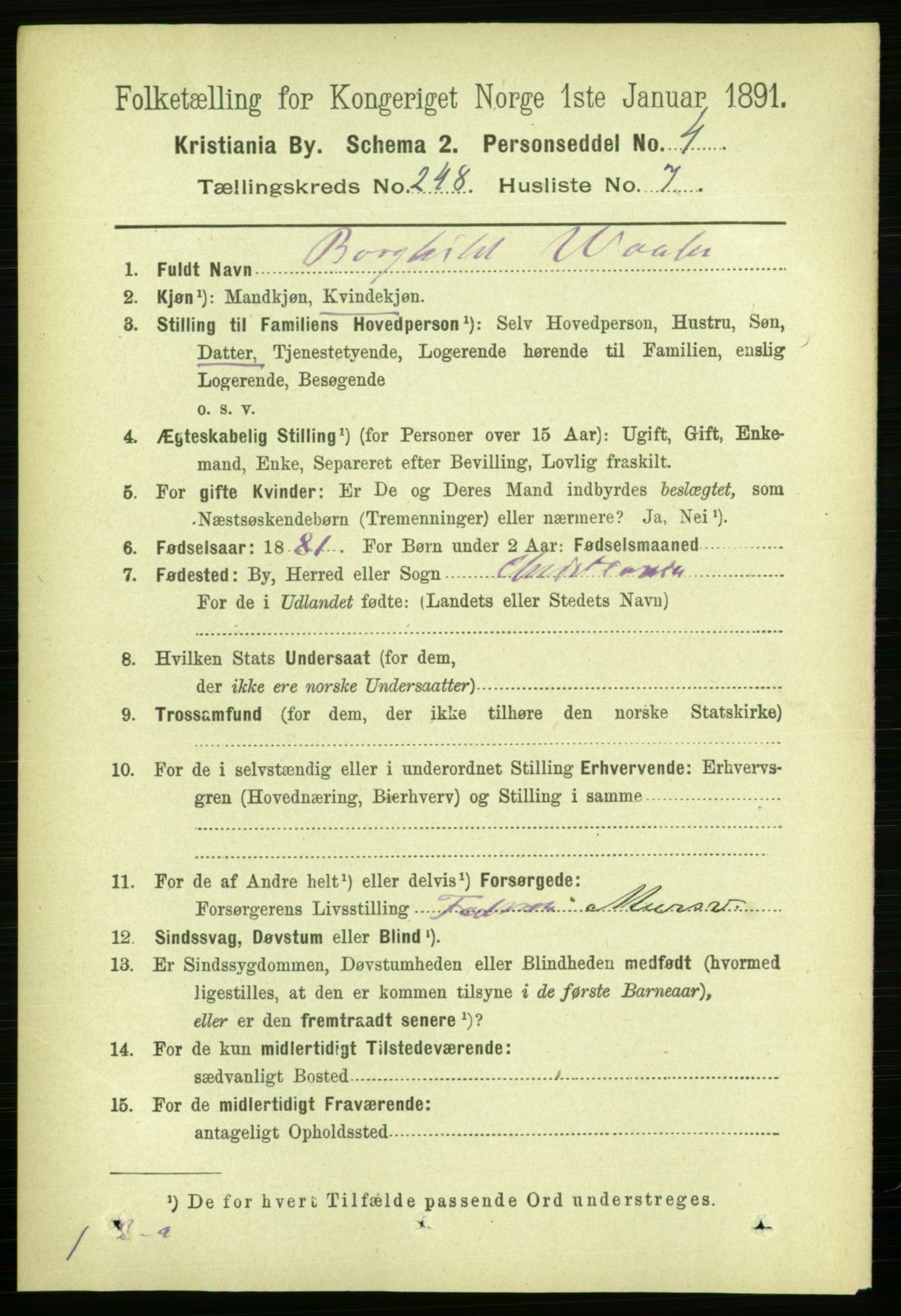 RA, 1891 census for 0301 Kristiania, 1891, p. 151303