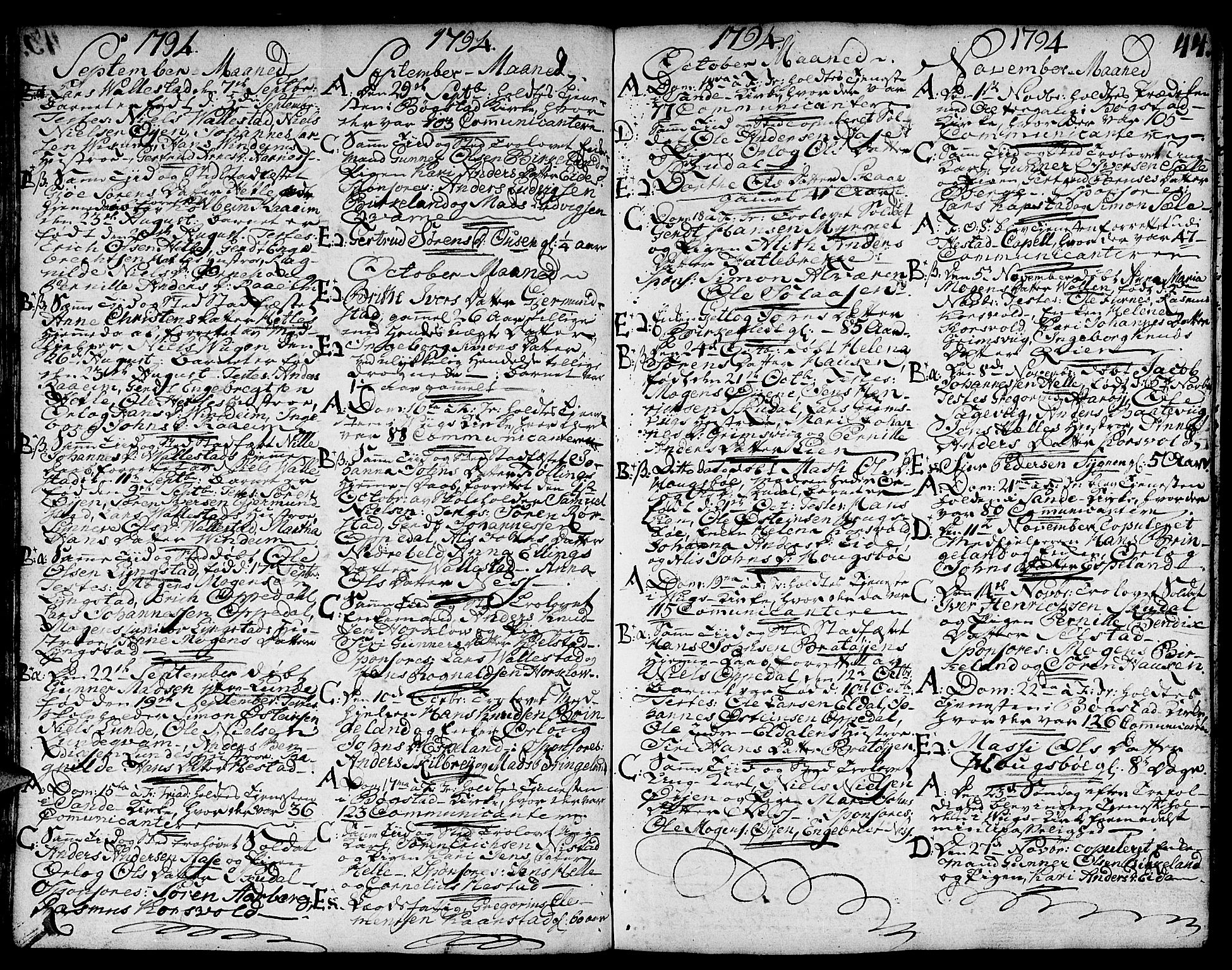 Gaular sokneprestembete, AV/SAB-A-80001/H/Haa: Parish register (official) no. A 2, 1785-1821, p. 44