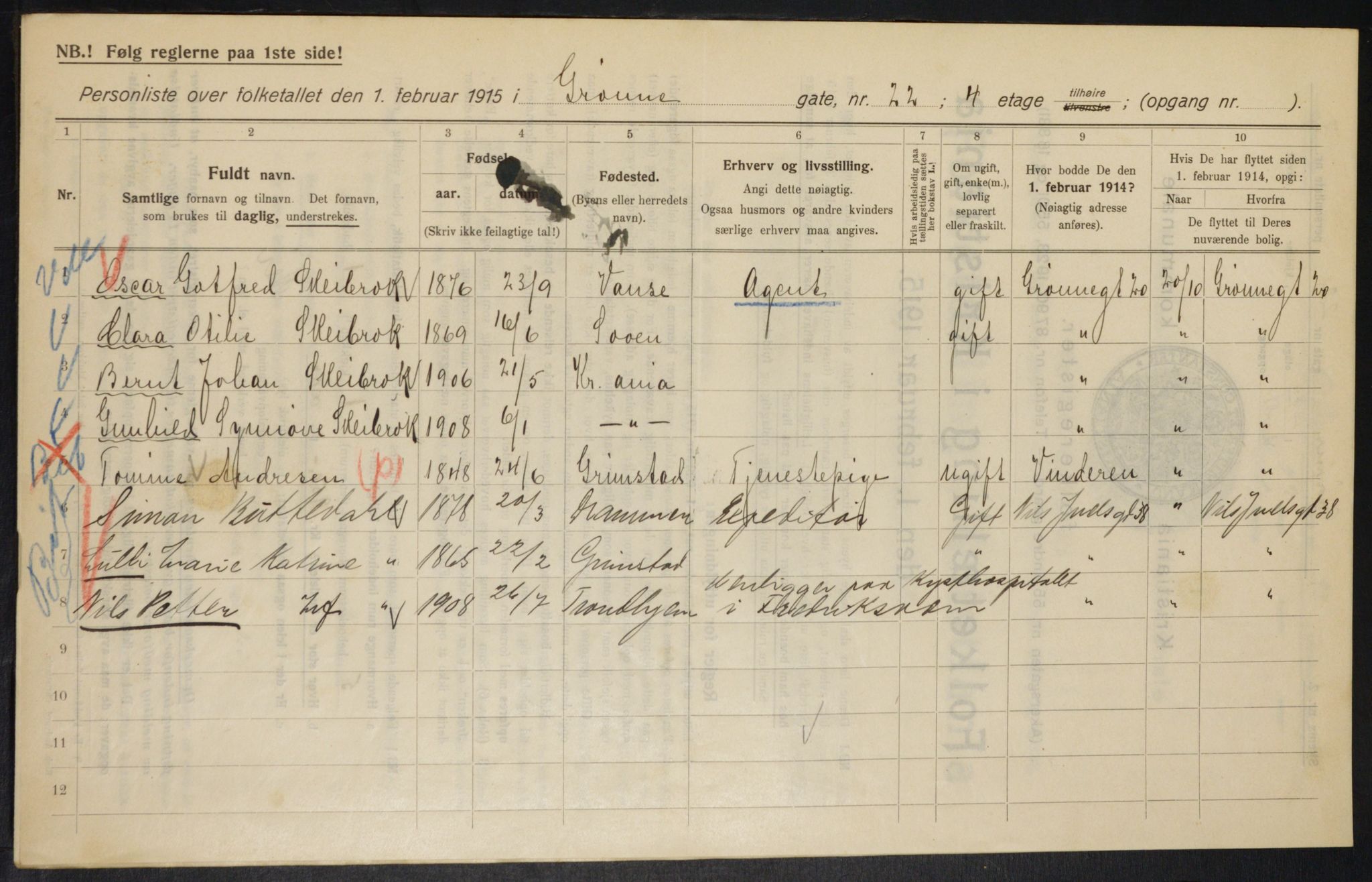 OBA, Municipal Census 1915 for Kristiania, 1915, p. 32027