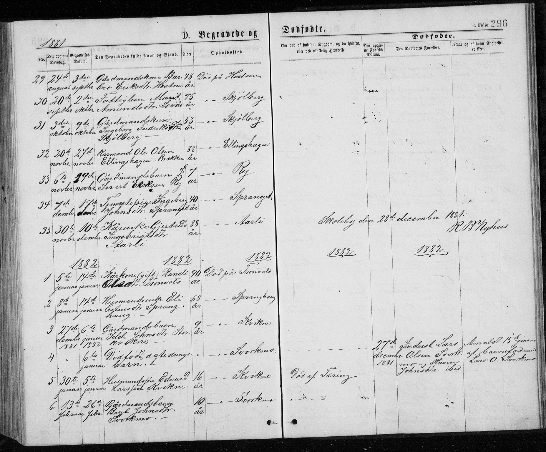 Ministerialprotokoller, klokkerbøker og fødselsregistre - Sør-Trøndelag, AV/SAT-A-1456/671/L0843: Parish register (copy) no. 671C02, 1873-1892, p. 296