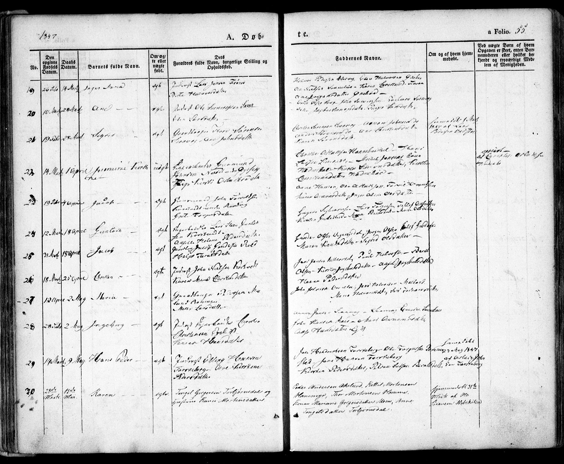 Søndeled sokneprestkontor, SAK/1111-0038/F/Fa/L0002: Parish register (official) no. A 2, 1839-1860, p. 55