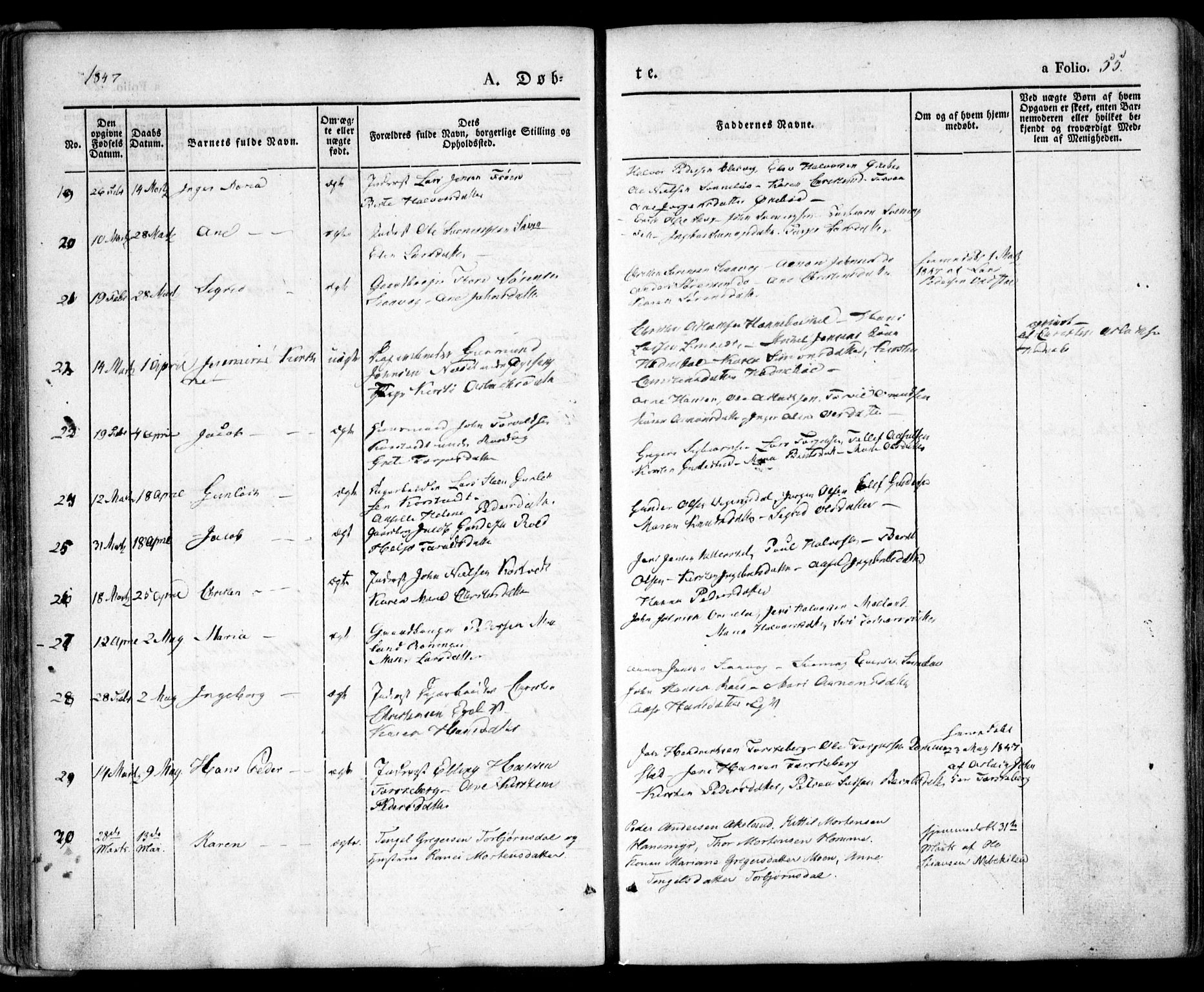 Søndeled sokneprestkontor, AV/SAK-1111-0038/F/Fa/L0002: Parish register (official) no. A 2, 1839-1860, p. 55