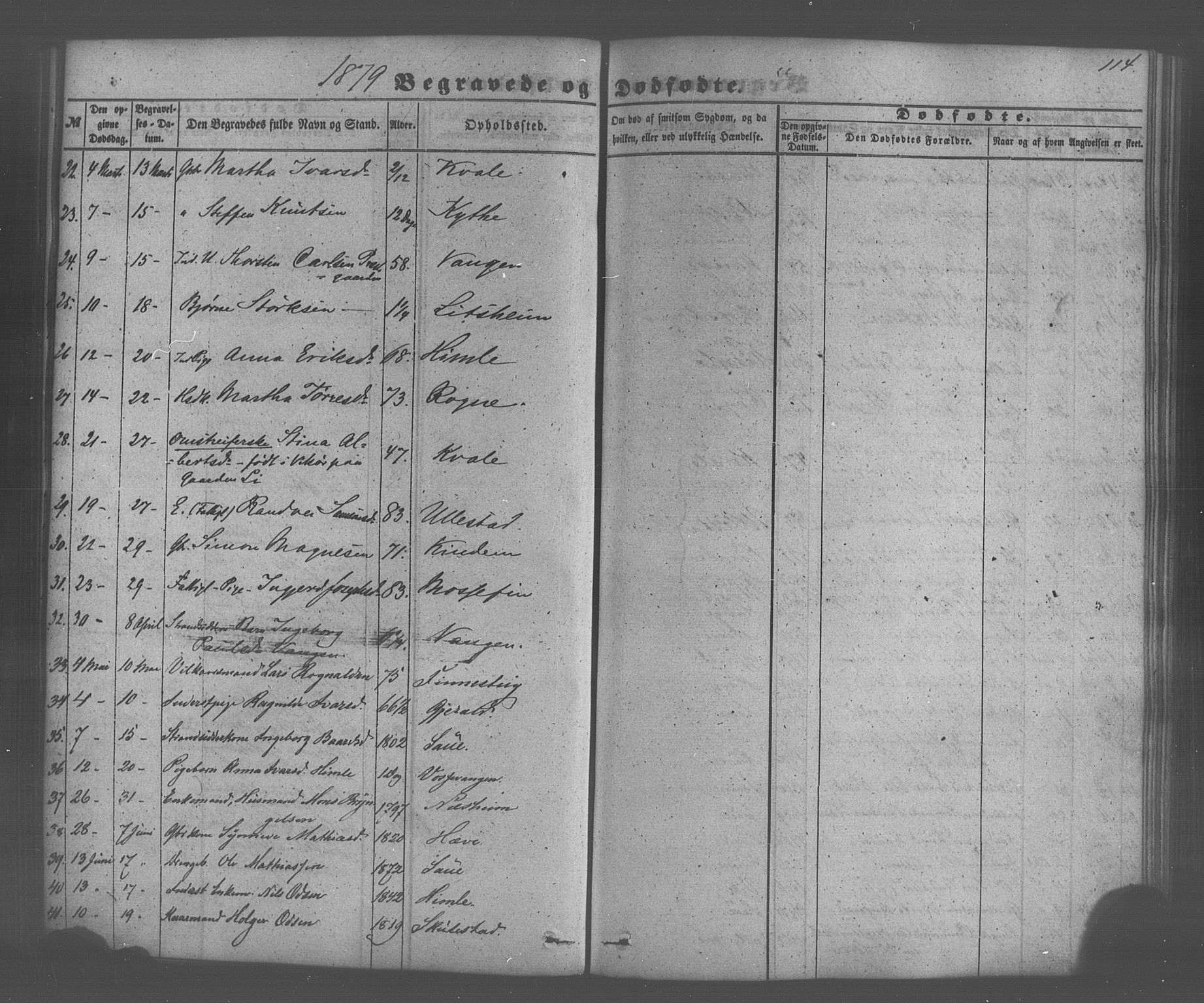 Voss sokneprestembete, SAB/A-79001/H/Haa: Parish register (official) no. A 20, 1855-1886, p. 114