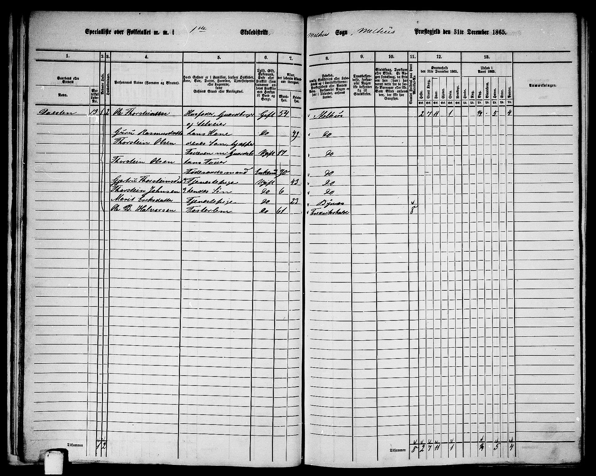 RA, 1865 census for Melhus, 1865, p. 24