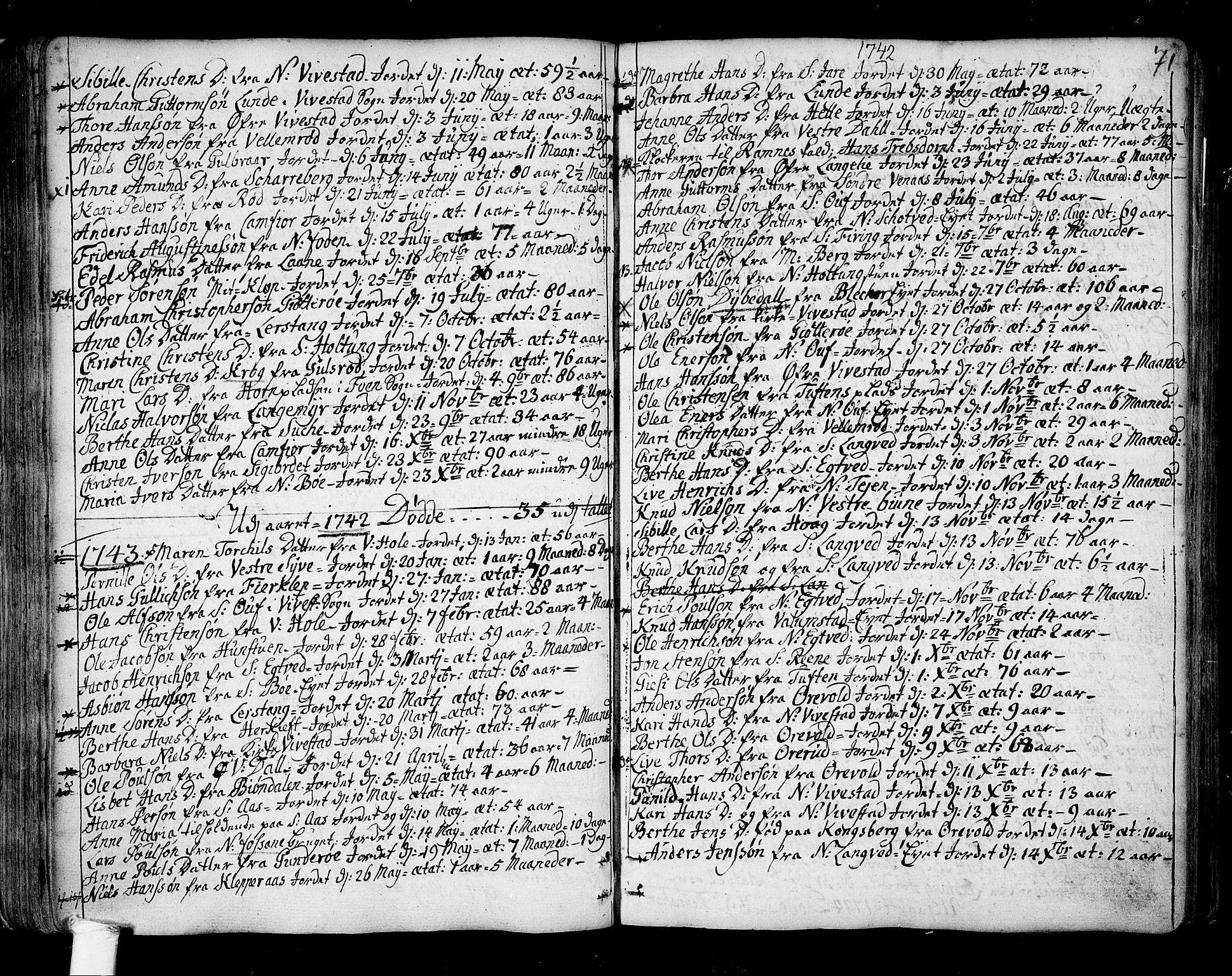 Ramnes kirkebøker, AV/SAKO-A-314/F/Fa/L0001: Parish register (official) no. I 1, 1732-1774, p. 71