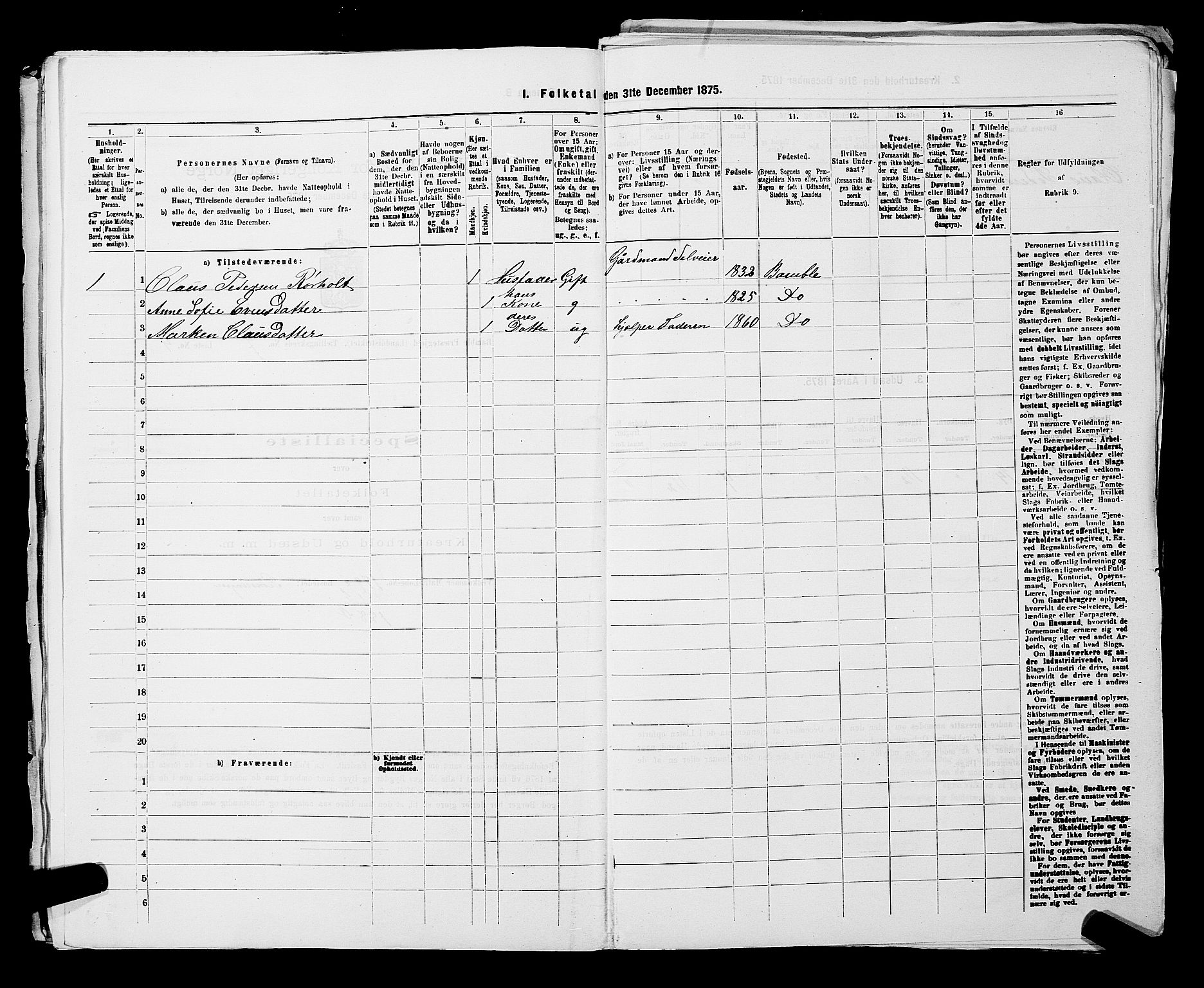 SAKO, 1875 census for 0814L Bamble/Bamble, 1875, p. 952