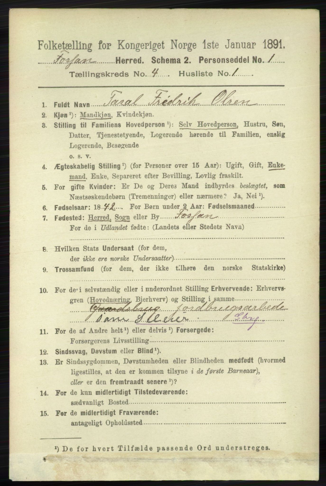 RA, 1891 census for 1129 Forsand, 1891, p. 530