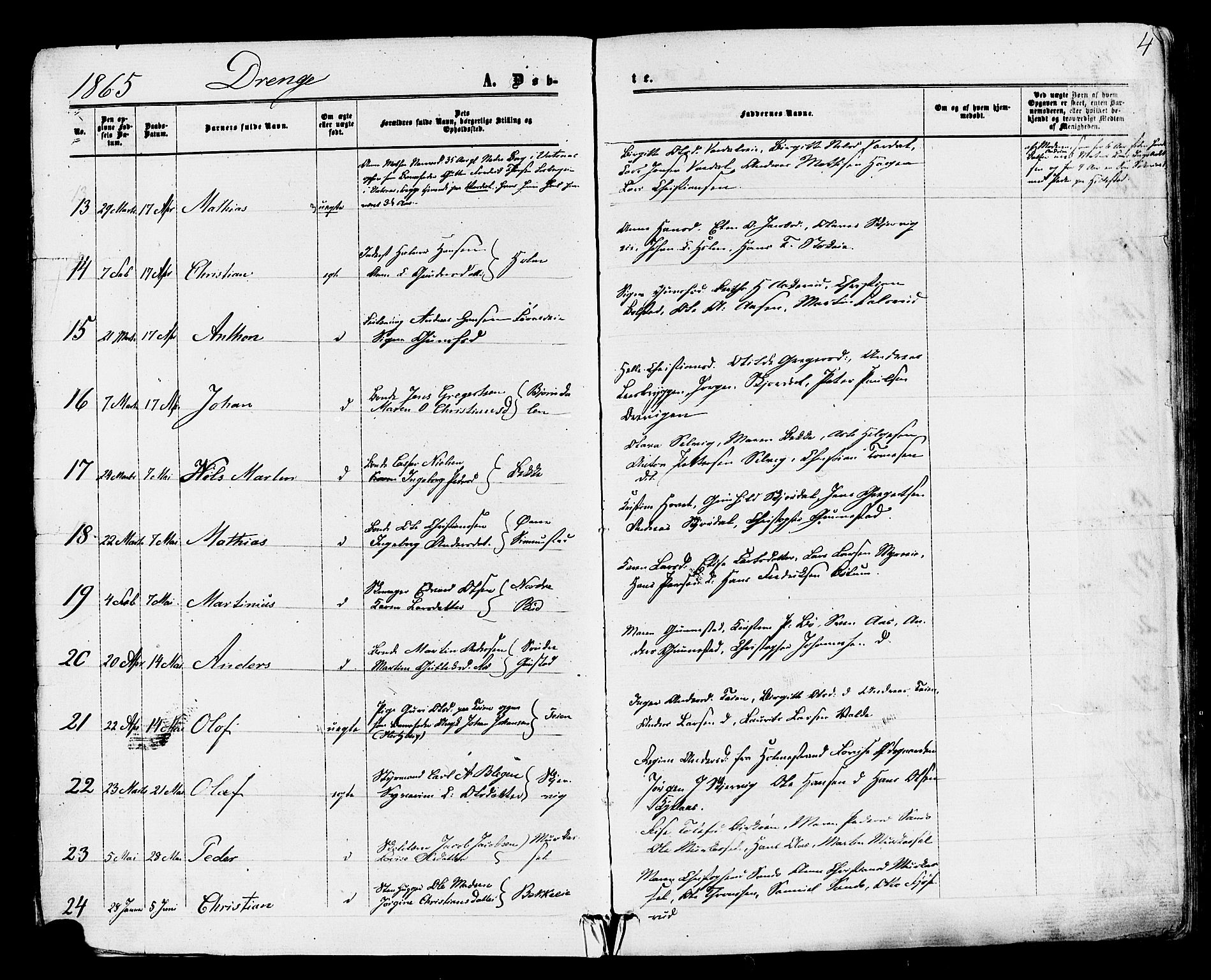Sande Kirkebøker, SAKO/A-53/F/Fa/L0005: Parish register (official) no. 5, 1865-1877, p. 4