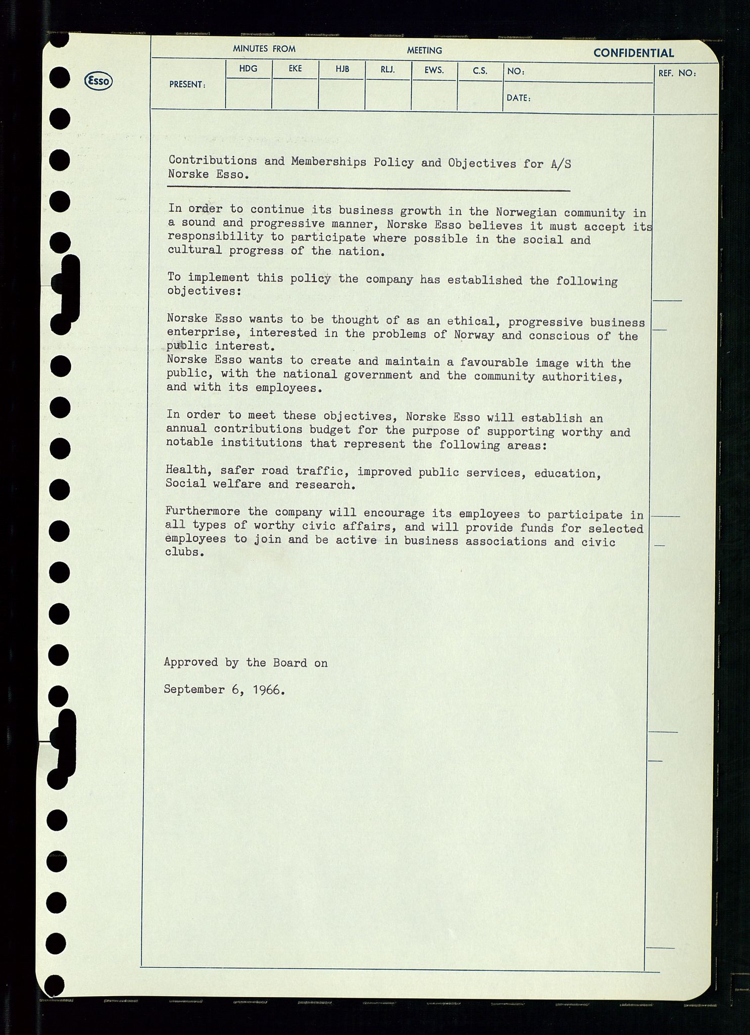 Pa 0982 - Esso Norge A/S, AV/SAST-A-100448/A/Aa/L0002/0002: Den administrerende direksjon Board minutes (styrereferater) / Den administrerende direksjon Board minutes (styrereferater), 1966, p. 112