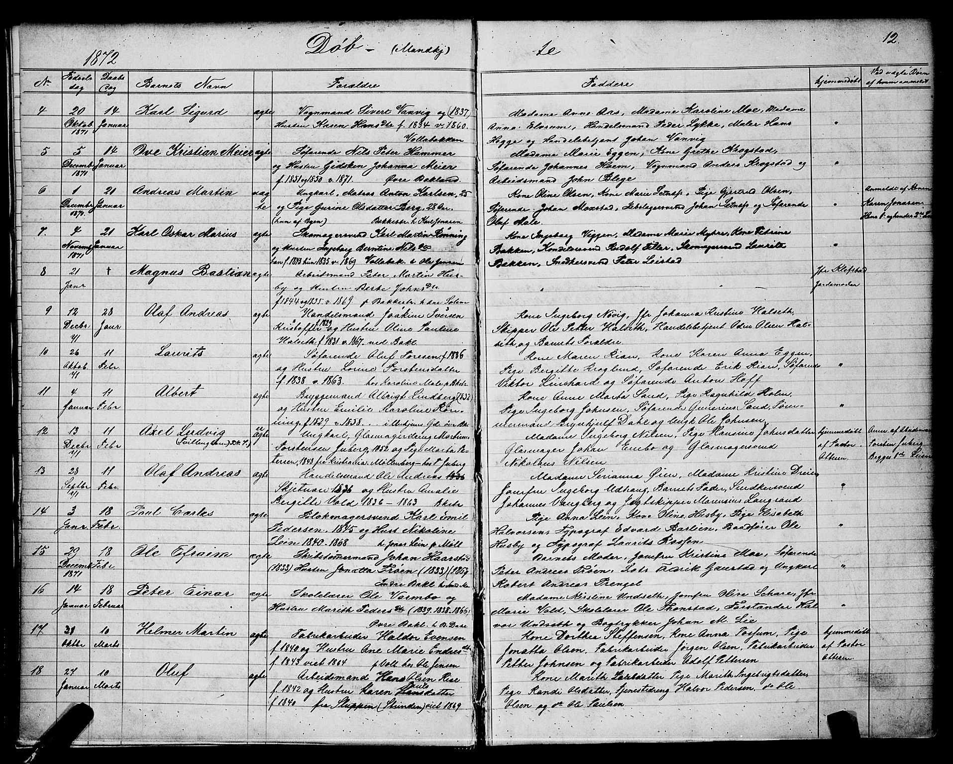 Ministerialprotokoller, klokkerbøker og fødselsregistre - Sør-Trøndelag, SAT/A-1456/604/L0220: Parish register (copy) no. 604C03, 1870-1885, p. 12