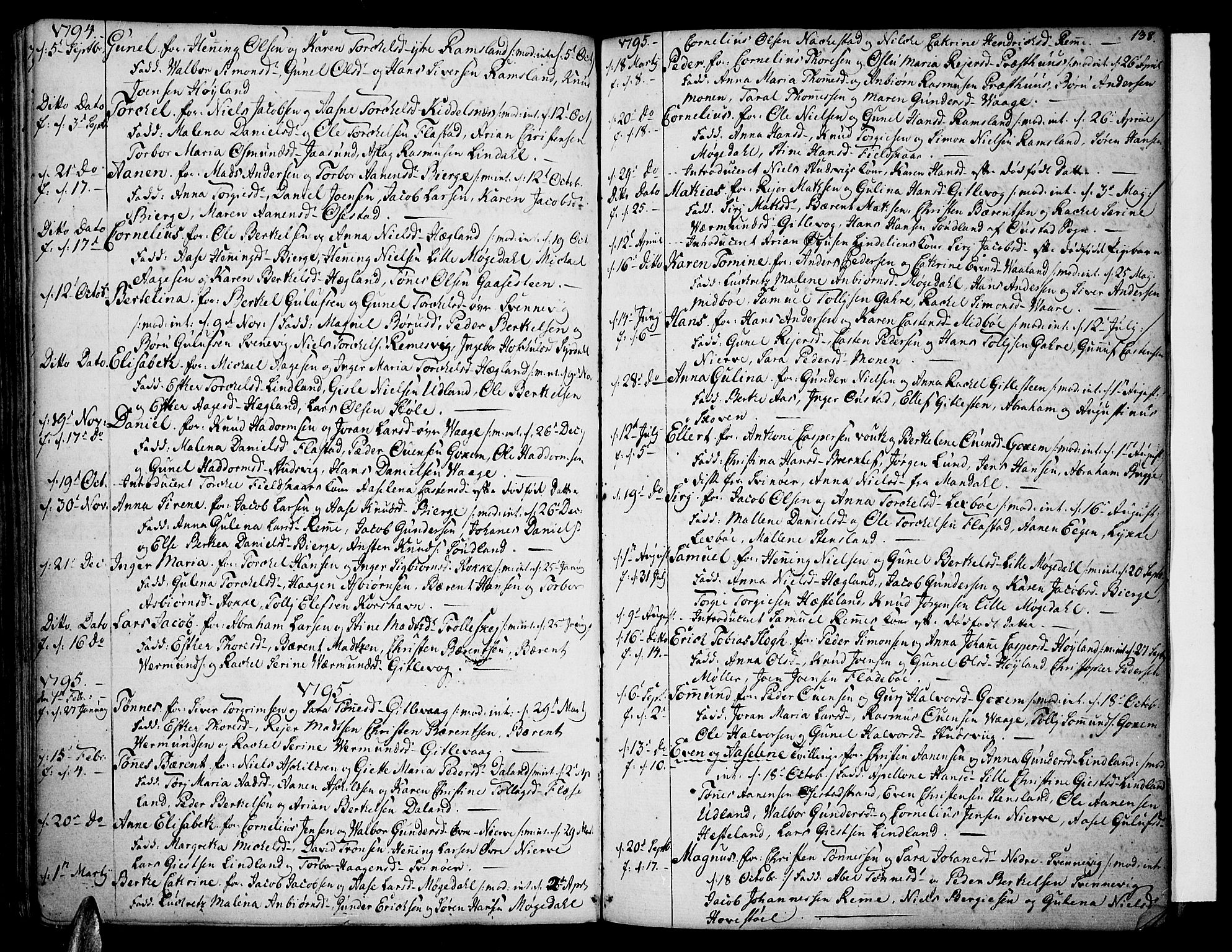Sør-Audnedal sokneprestkontor, AV/SAK-1111-0039/F/Fa/Fab/L0002: Parish register (official) no. A 2 /2, 1770-1804, p. 138