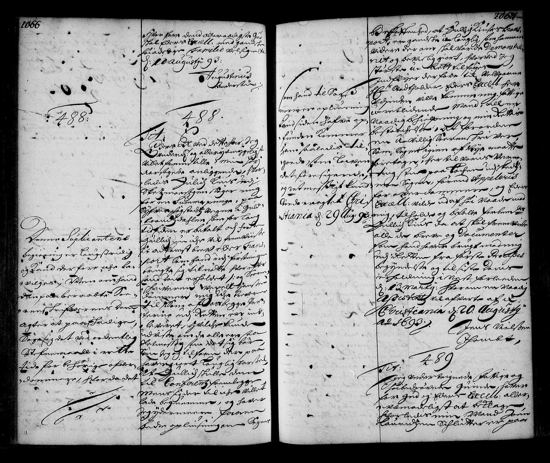 Stattholderembetet 1572-1771, AV/RA-EA-2870/Ae/L0010: Supplikasjons- og resolusjonsprotokoll, 1692-1693, p. 1066-1067