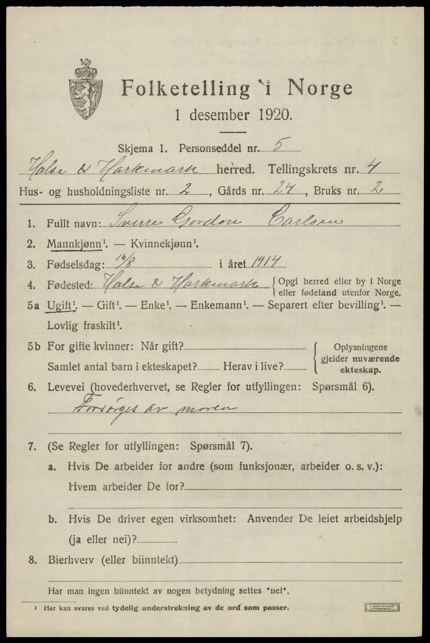 SAK, 1920 census for Halse og Harkmark, 1920, p. 2862