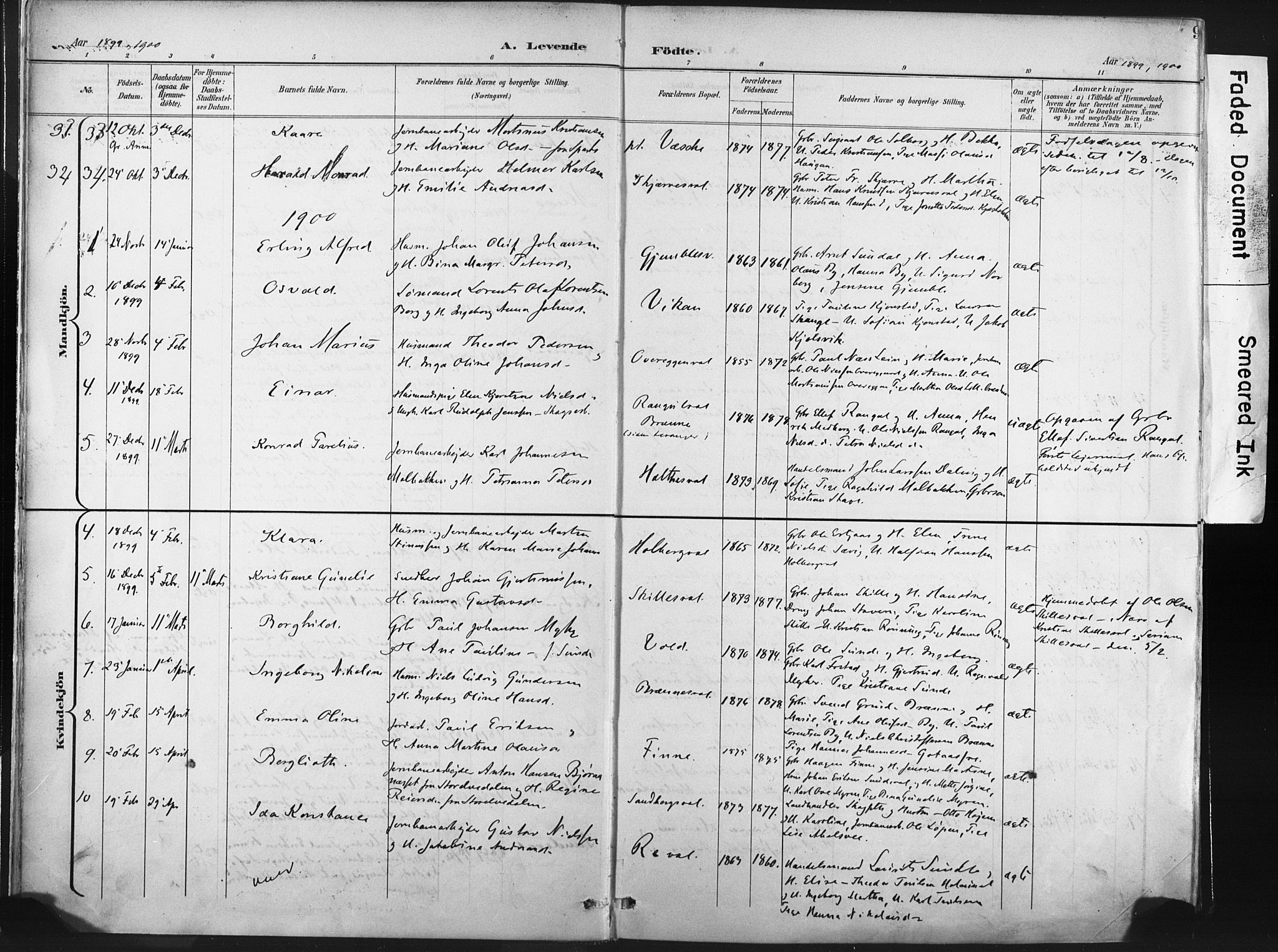 Ministerialprotokoller, klokkerbøker og fødselsregistre - Nord-Trøndelag, AV/SAT-A-1458/717/L0162: Parish register (official) no. 717A12, 1898-1923, p. 9