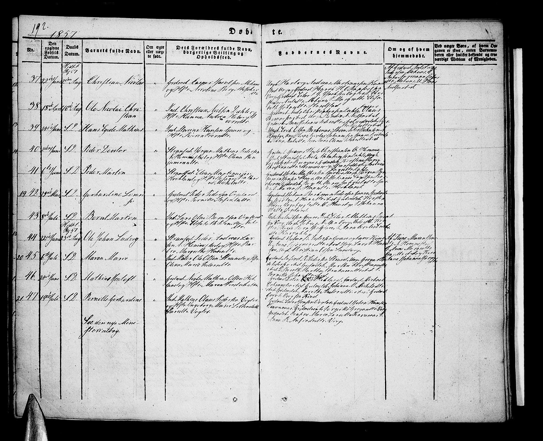 Kvæfjord sokneprestkontor, AV/SATØ-S-1323/G/Ga/Gaa/L0003kirke: Parish register (official) no. 3, 1830-1857, p. 192