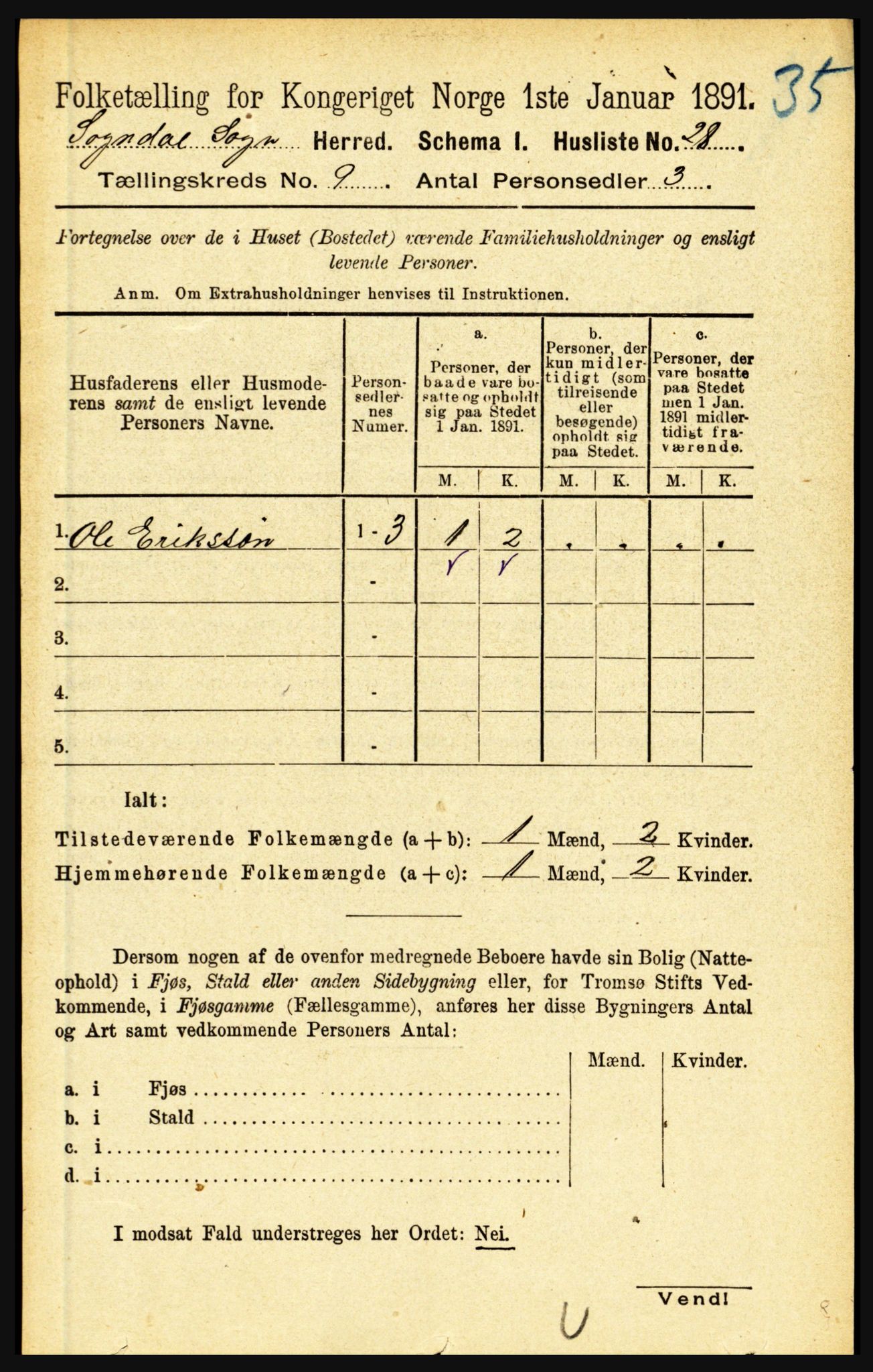 RA, 1891 census for 1420 Sogndal, 1891, p. 3674