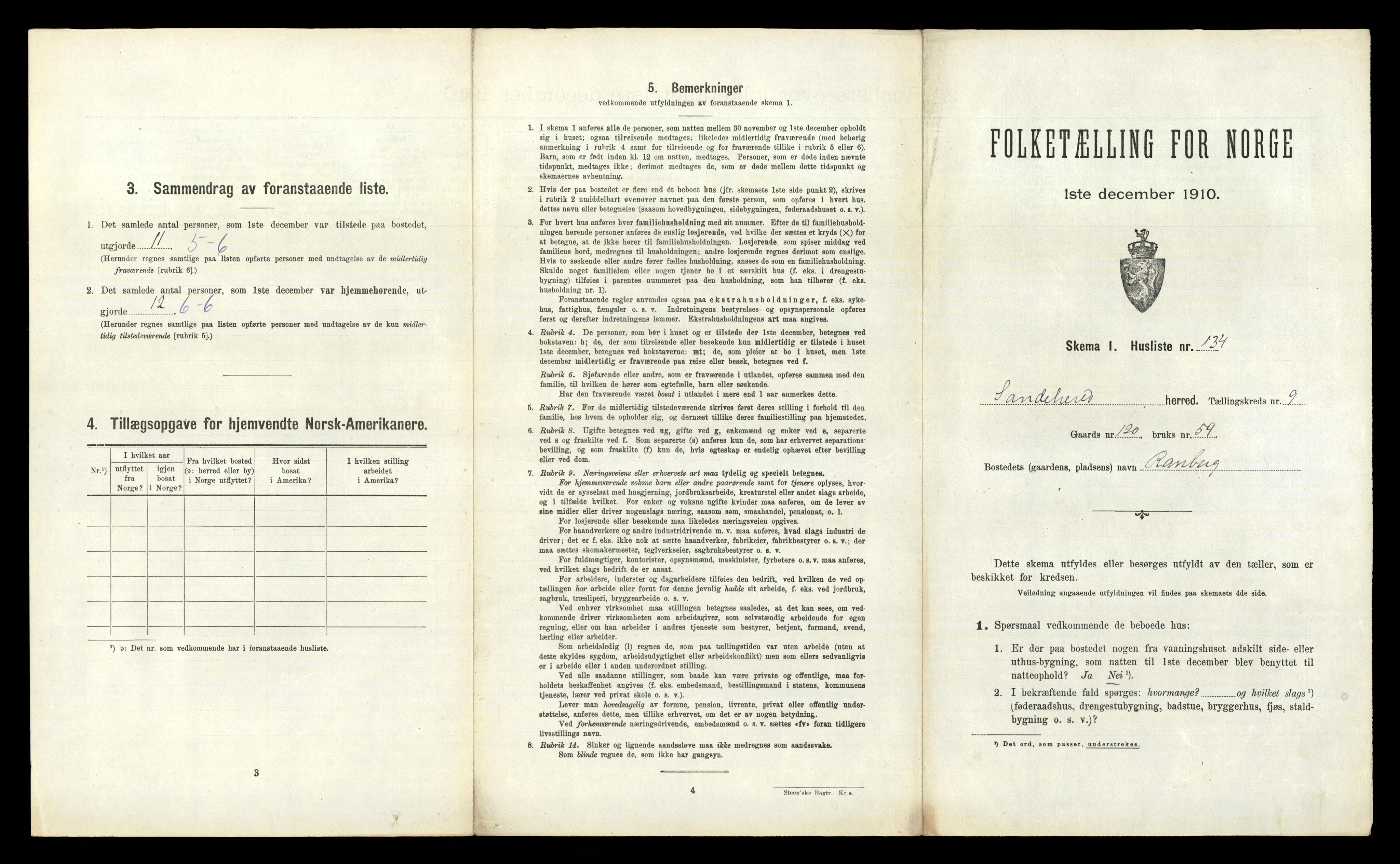 RA, 1910 census for Sandeherred, 1910, p. 1943